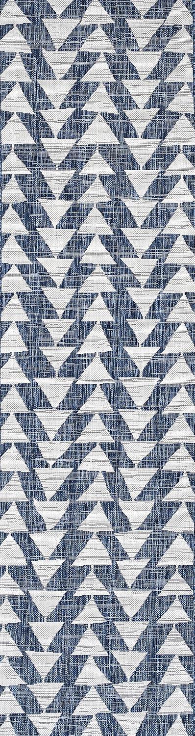 image:imageJONATHAN Y Tribal Geometric Indoor Outdoor Area Rug 5X8 BrownBeige Andratx Modern for Backyard Patio Porch EasyCleaning High Traffic PetFriendly NonShedding SMB126A5BlueIvory
