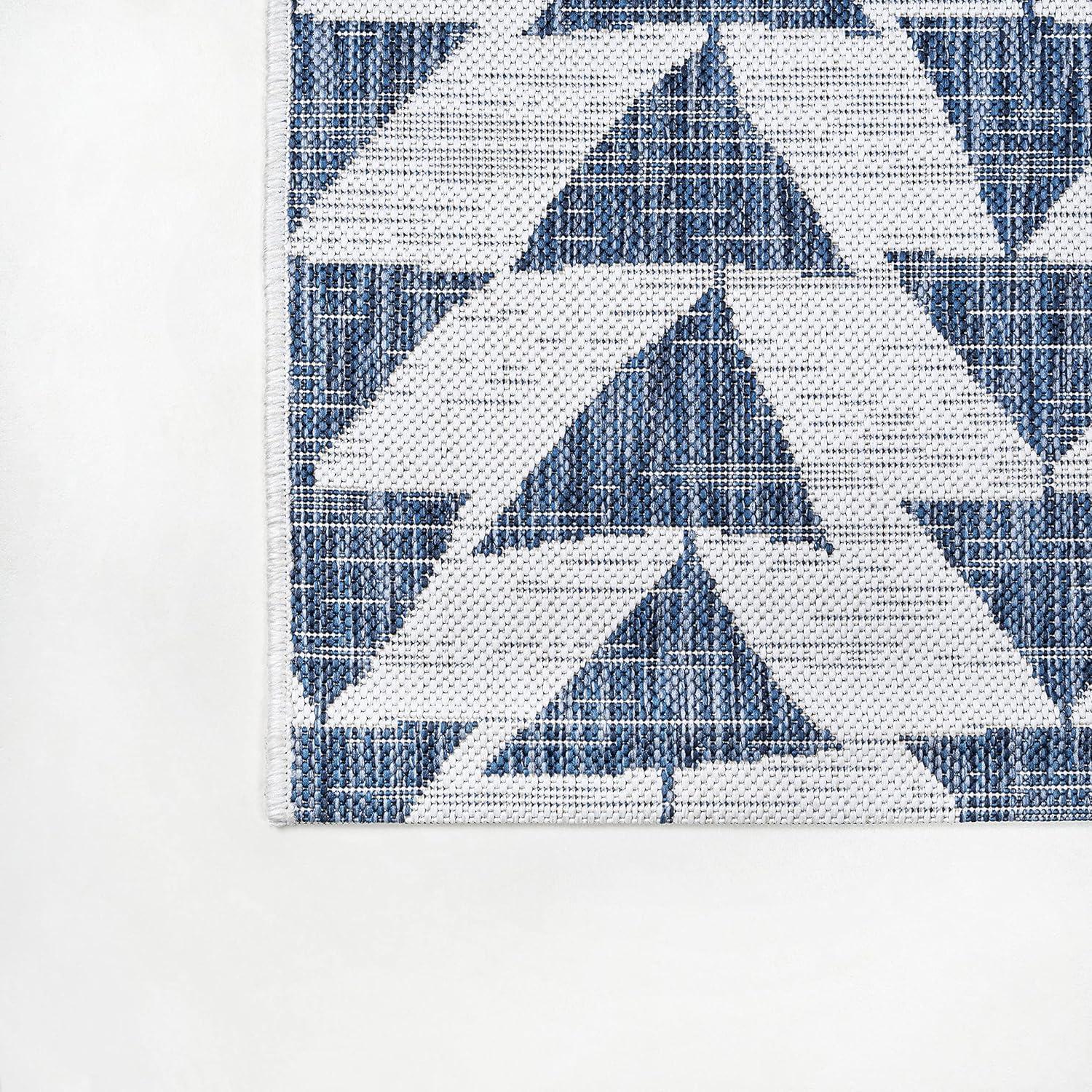 image:imageJONATHAN Y Tribal Geometric Indoor Outdoor Area Rug 5X8 BrownBeige Andratx Modern for Backyard Patio Porch EasyCleaning High Traffic PetFriendly NonShedding SMB126A5IvoryBlue