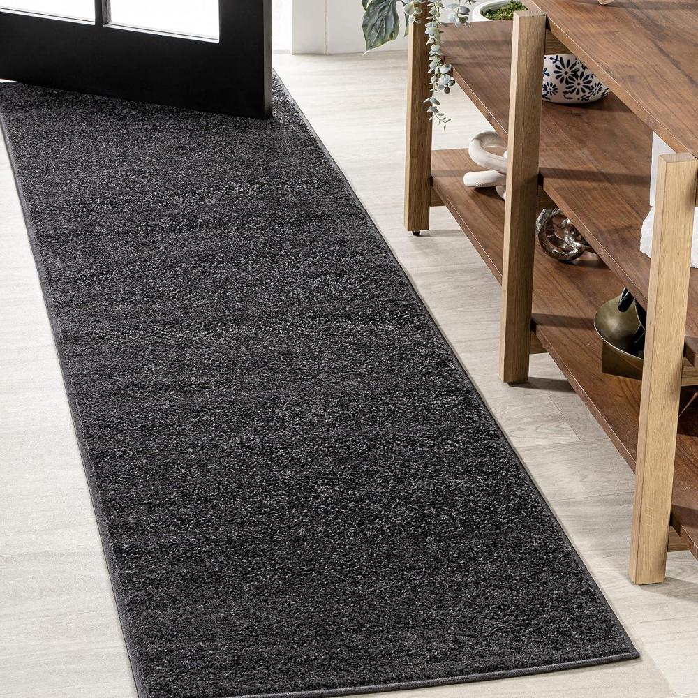 image:imageJONATHAN Y Haze Solid LowPile Black Runner Rug 2x8 CoastalBohemianMinimalistClassic EasyCleaning for Living RoomBedroomKitchenPet FriendlyNonShedding SEU100I28