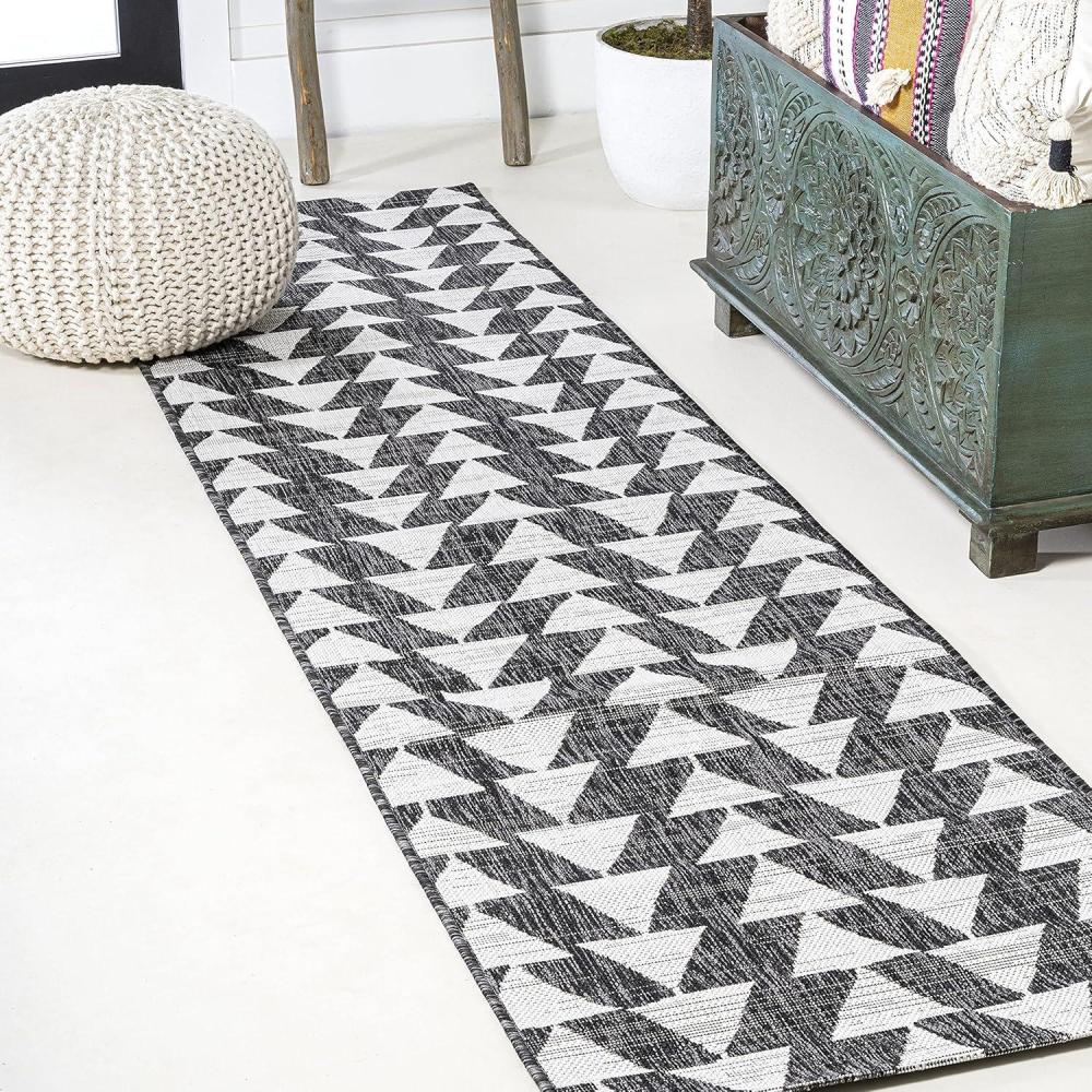 image:imageJONATHAN Y Tribal Geometric Indoor Outdoor Area Rug 5X8 BrownBeige Andratx Modern for Backyard Patio Porch EasyCleaning High Traffic PetFriendly NonShedding SMB126A5BlackIvory