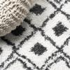 JONATHAN Y Caimari Moroccan Diamond Shag White/Gray Runner Rug, 2×8, Bohemian, Contemporary, Easy-Cleaning for Living Room, Bedroom, Kitchen, Pet Friendly, Non-Shedding (MOH412A-28)(5’1″ x 8′ (Rectangular))