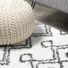 JONATHAN Y Caimari Moroccan Diamond Shag White/Gray Runner Rug, 2×8, Bohemian, Contemporary, Easy-Cleaning for Living Room, Bedroom, Kitchen, Pet Friendly, Non-Shedding (MOH412A-28)(2′ x 10′ (Runner))
