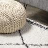 JONATHAN Y Calvia Moroccan Diamond Shag White/Gray Runner Rug, 2×8, Bohemian, Contemporary, Easy-Cleaning for Living Room, Bedroom, Kitchen, Pet Friendly, Non-Shedding (MOH404A-28)(2′ x 8′ (Runner))