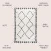 JONATHAN Y Calvia Moroccan Diamond Shag White/Gray Runner Rug, 2×8, Bohemian, Contemporary, Easy-Cleaning for Living Room, Bedroom, Kitchen, Pet Friendly, Non-Shedding (MOH404A-28)(4′ x 6′ (Rectangular))