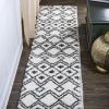 JONATHAN Y Caimari Moroccan Diamond Shag White/Gray Runner Rug, 2×8, Bohemian, Contemporary, Easy-Cleaning for Living Room, Bedroom, Kitchen, Pet Friendly, Non-Shedding (MOH412A-28)(2′ x 10′ (Runner))