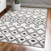 JONATHAN Y Caimari Moroccan Diamond Shag White/Gray Runner Rug, 2×8, Bohemian, Contemporary, Easy-Cleaning for Living Room, Bedroom, Kitchen, Pet Friendly, Non-Shedding (MOH412A-28)(3′ x 5′ (Rectangular))