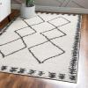 JONATHAN Y Calvia Moroccan Diamond Shag White/Gray Runner Rug, 2×8, Bohemian, Contemporary, Easy-Cleaning for Living Room, Bedroom, Kitchen, Pet Friendly, Non-Shedding (MOH404A-28)(4′ x 6′ (Rectangular))