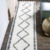 JONATHAN Y Calvia Moroccan Diamond Shag White/Gray Runner Rug, 2×8, Bohemian, Contemporary, Easy-Cleaning for Living Room, Bedroom, Kitchen, Pet Friendly, Non-Shedding (MOH404A-28)(2′ x 10′ (Runner))