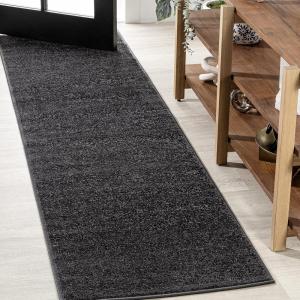JONATHAN Y Haze Solid Low-Pile Black Runner Rug 2×8, Coastal,Bohemian,Minimalist,Classic, Easy-Cleaning for Living Room,Bedroom,Kitchen,Pet Friendly,Non-Shedding (SEU100I-28)