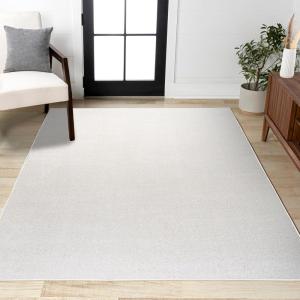 JONATHAN Y Haze Solid Low-Pile Cream Indoor Area Rug 5×8, Coastal,Bohemian,Minimalist,Classic, Easy-Cleaning for Living Room,Bedroom,Kitchen,Pet Friendly,Non-Shedding (SEU100T-5)