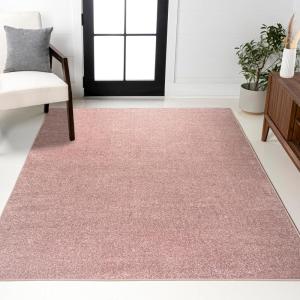 JONATHAN Y Haze Solid Low-Pile Pink Indoor Area Rug 5×8, Coastal,Bohemian,Minimalist,Classic, Easy-Cleaning for Living Room,Bedroom,Kitchen,Pet Friendly,Non-Shedding (SEU100P-5)