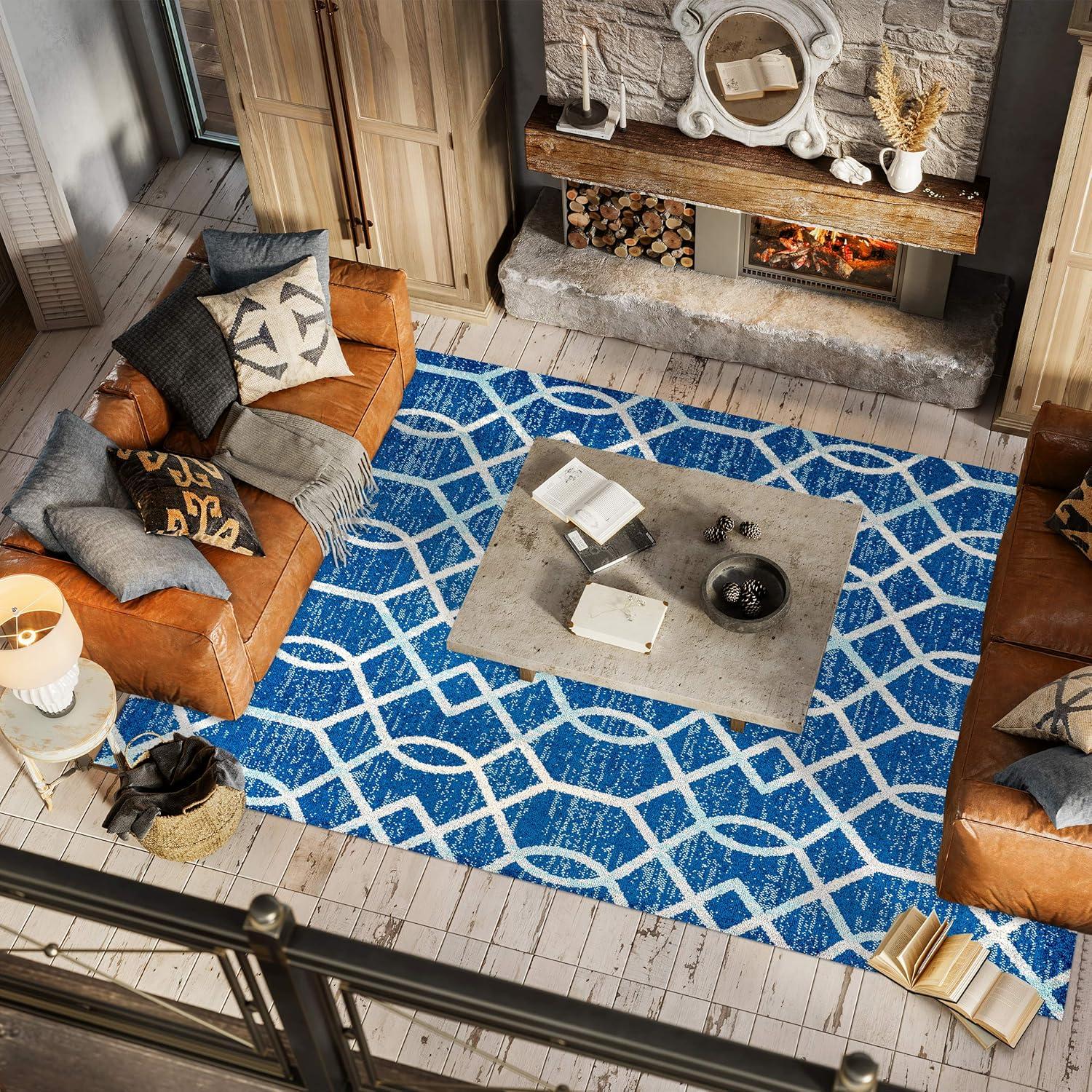 image:imageJONATHAN Y Asilah Ogee Fretwork BlueGray Indoor Area Rug 5x8 Contemporary Modern EasyCleaning for Living Room Bedroom Kitchen Pet Friendly NonShedding MOH104B5BlueGray
