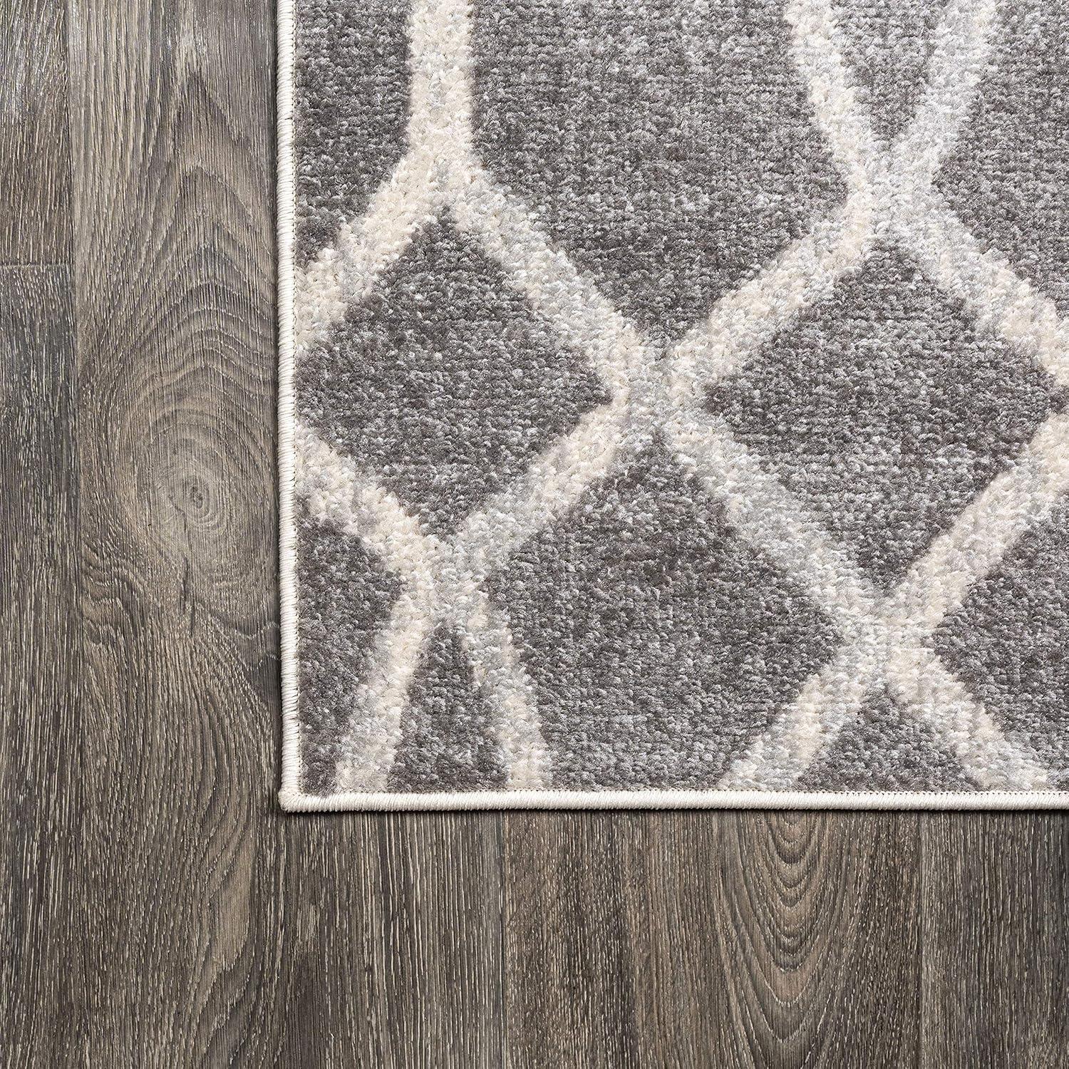 image:imageJONATHAN Y Asilah Ogee Fretwork BlueGray Indoor Area Rug 5x8 Contemporary Modern EasyCleaning for Living Room Bedroom Kitchen Pet Friendly NonShedding MOH104B5Drak GrayCream