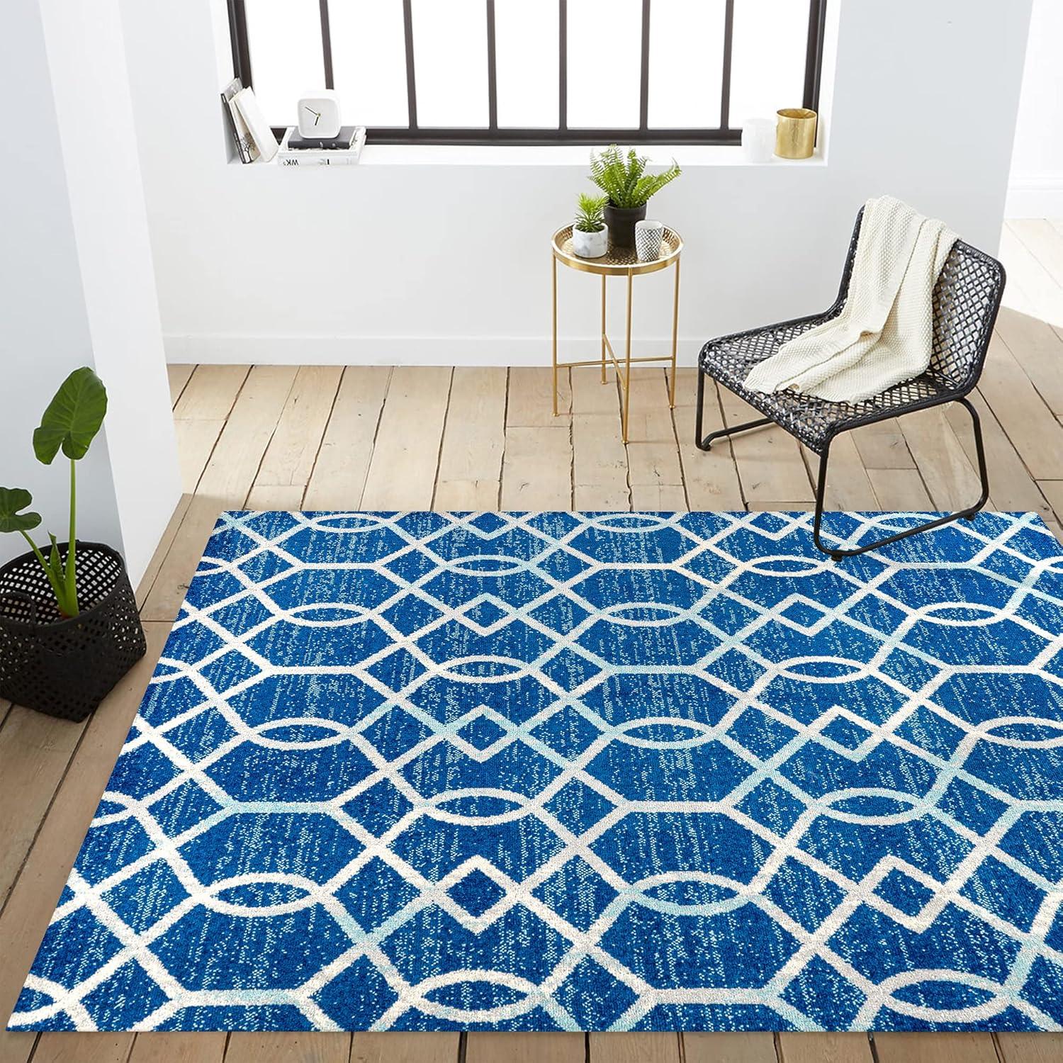image:imageJONATHAN Y Asilah Ogee Fretwork BlueGray Indoor Area Rug 5x8 Contemporary Modern EasyCleaning for Living Room Bedroom Kitchen Pet Friendly NonShedding MOH104B5BlueGray