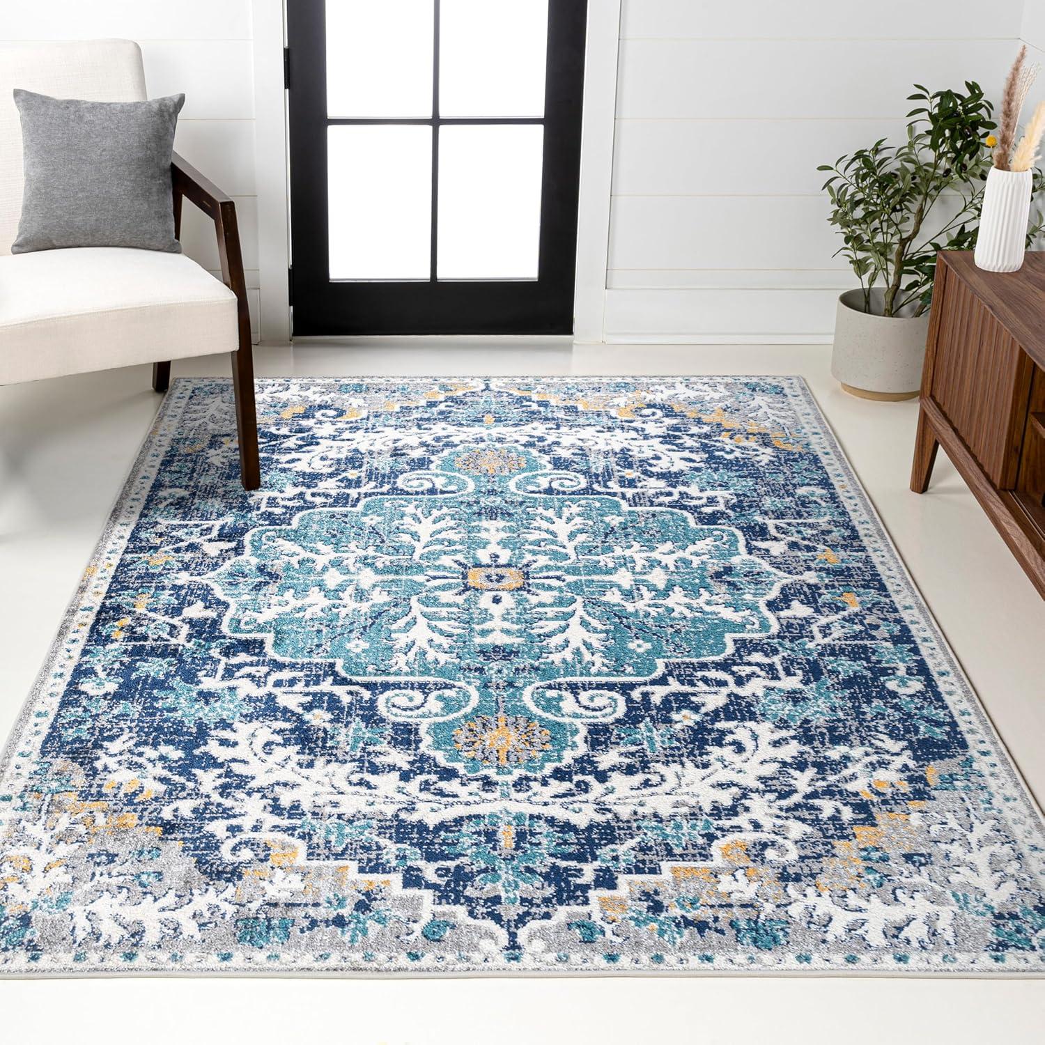 image:imageJONATHAN Y Boho Medallion Dark BlueGray Indoor Area Rug 3x5 Vintage Anaise Ornate EasyCleaning for Living Room Bedroom Kitchen Pet Friendly NonShedding BMF112C3Dark BlueGray