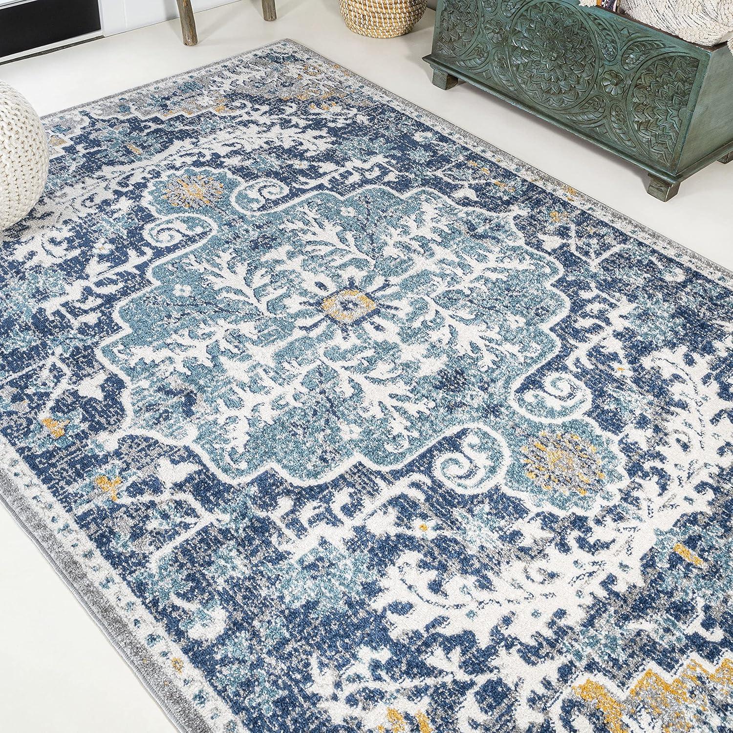 image:imageJONATHAN Y Boho Medallion Dark BlueGray Indoor Area Rug 3x5 Vintage Anaise Ornate EasyCleaning for Living Room Bedroom Kitchen Pet Friendly NonShedding BMF112C3Dark BlueGray