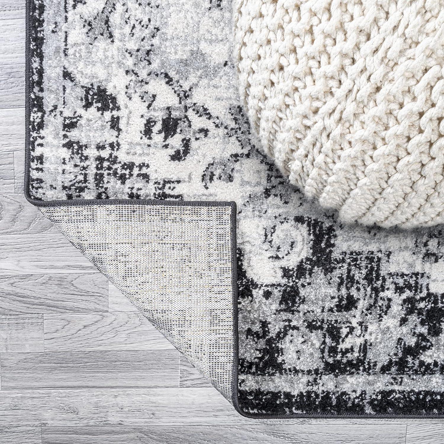 image:imageJONATHAN Y Boho Medallion Dark BlueGray Indoor Area Rug 3x5 Vintage Anaise Ornate EasyCleaning for Living Room Bedroom Kitchen Pet Friendly NonShedding BMF112C3GrayBlackCream