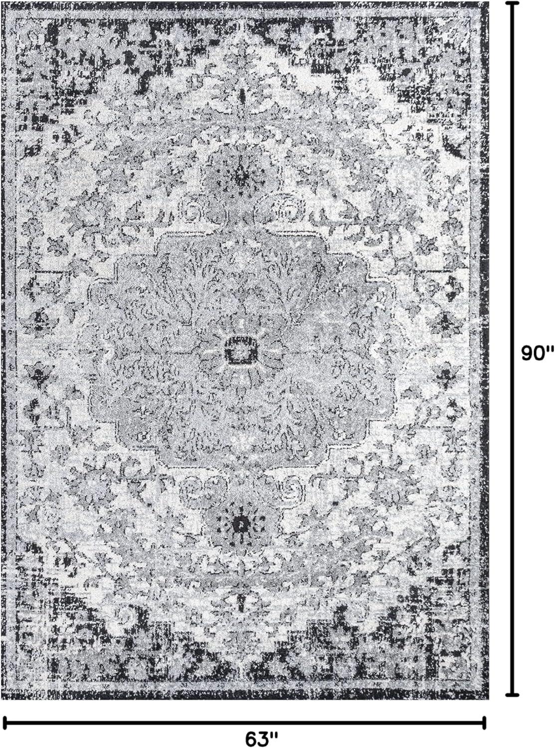 image:imageJONATHAN Y Boho Medallion Dark BlueGray Indoor Area Rug 3x5 Vintage Anaise Ornate EasyCleaning for Living Room Bedroom Kitchen Pet Friendly NonShedding BMF112C3GrayBlackCream
