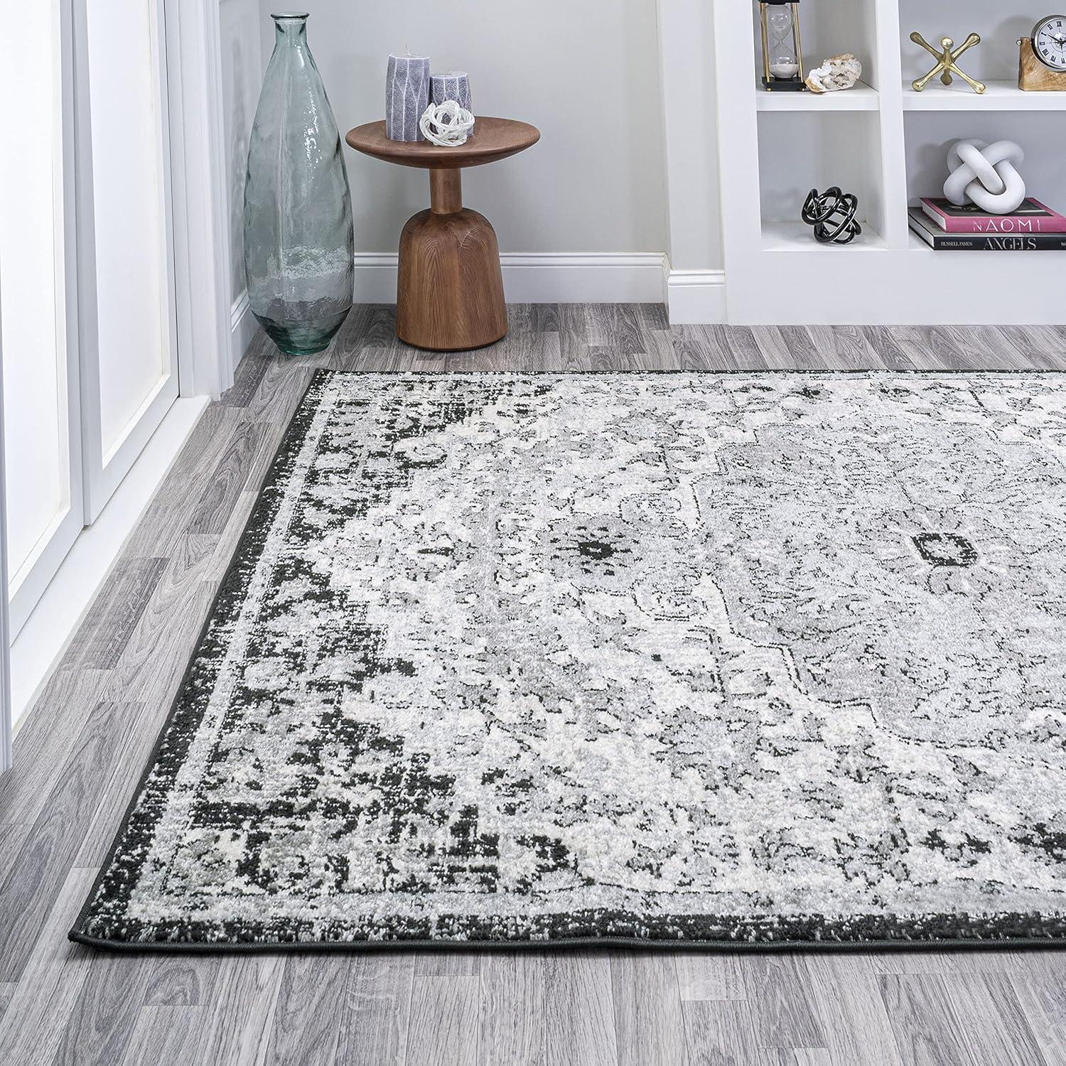 image:imageJONATHAN Y Boho Medallion Dark BlueGray Indoor Area Rug 3x5 Vintage Anaise Ornate EasyCleaning for Living Room Bedroom Kitchen Pet Friendly NonShedding BMF112C3GrayBlackCream