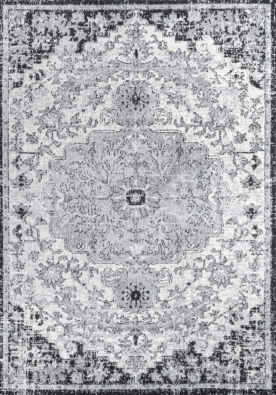 image:imageJONATHAN Y Boho Medallion Dark BlueGray Indoor Area Rug 3x5 Vintage Anaise Ornate EasyCleaning for Living Room Bedroom Kitchen Pet Friendly NonShedding BMF112C3GrayBlackCream