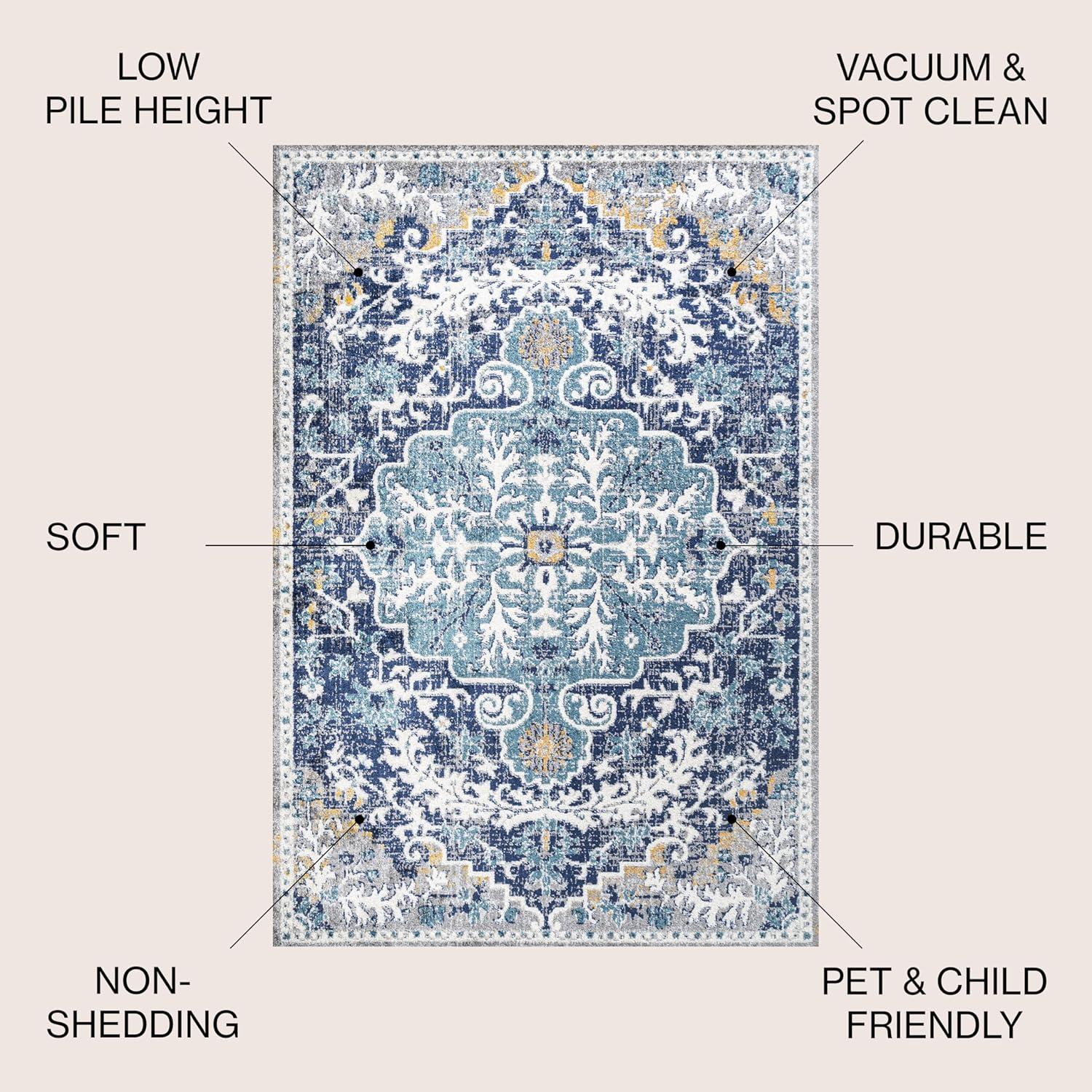 image:imageJONATHAN Y Boho Medallion Dark BlueGray Indoor Area Rug 3x5 Vintage Anaise Ornate EasyCleaning for Living Room Bedroom Kitchen Pet Friendly NonShedding BMF112C3Dark BlueGray