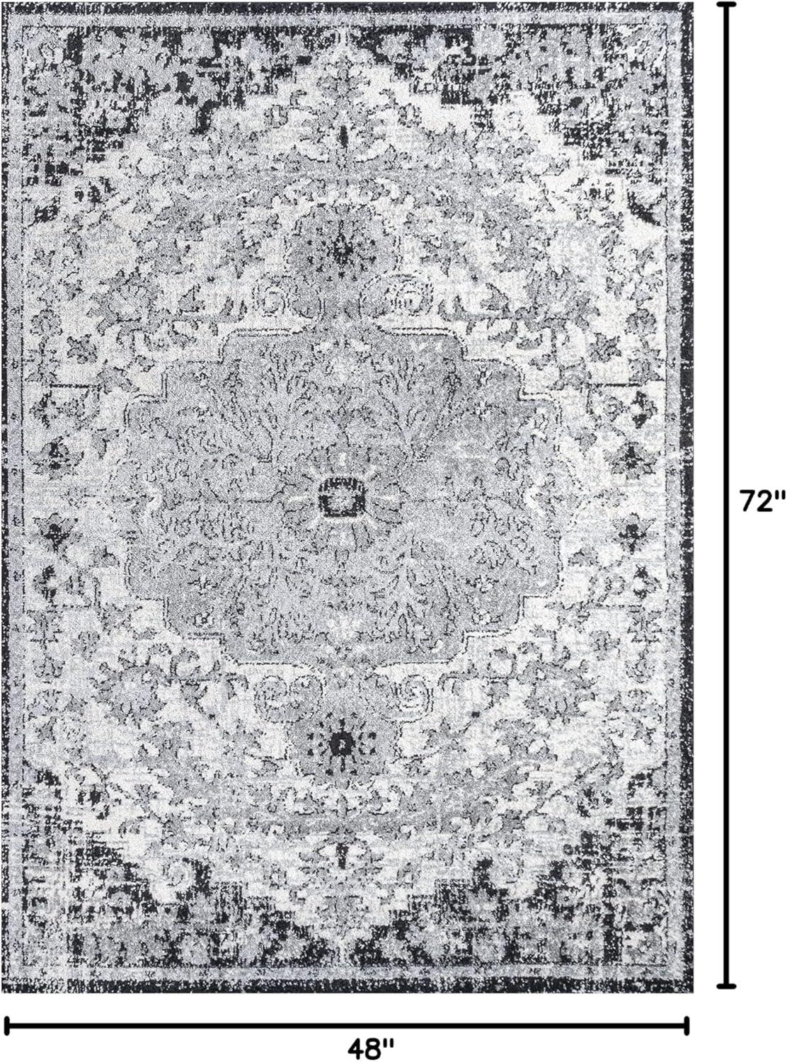 image:imageJONATHAN Y Boho Medallion Dark BlueGray Indoor Area Rug 3x5 Vintage Anaise Ornate EasyCleaning for Living Room Bedroom Kitchen Pet Friendly NonShedding BMF112C3GrayBlackCream