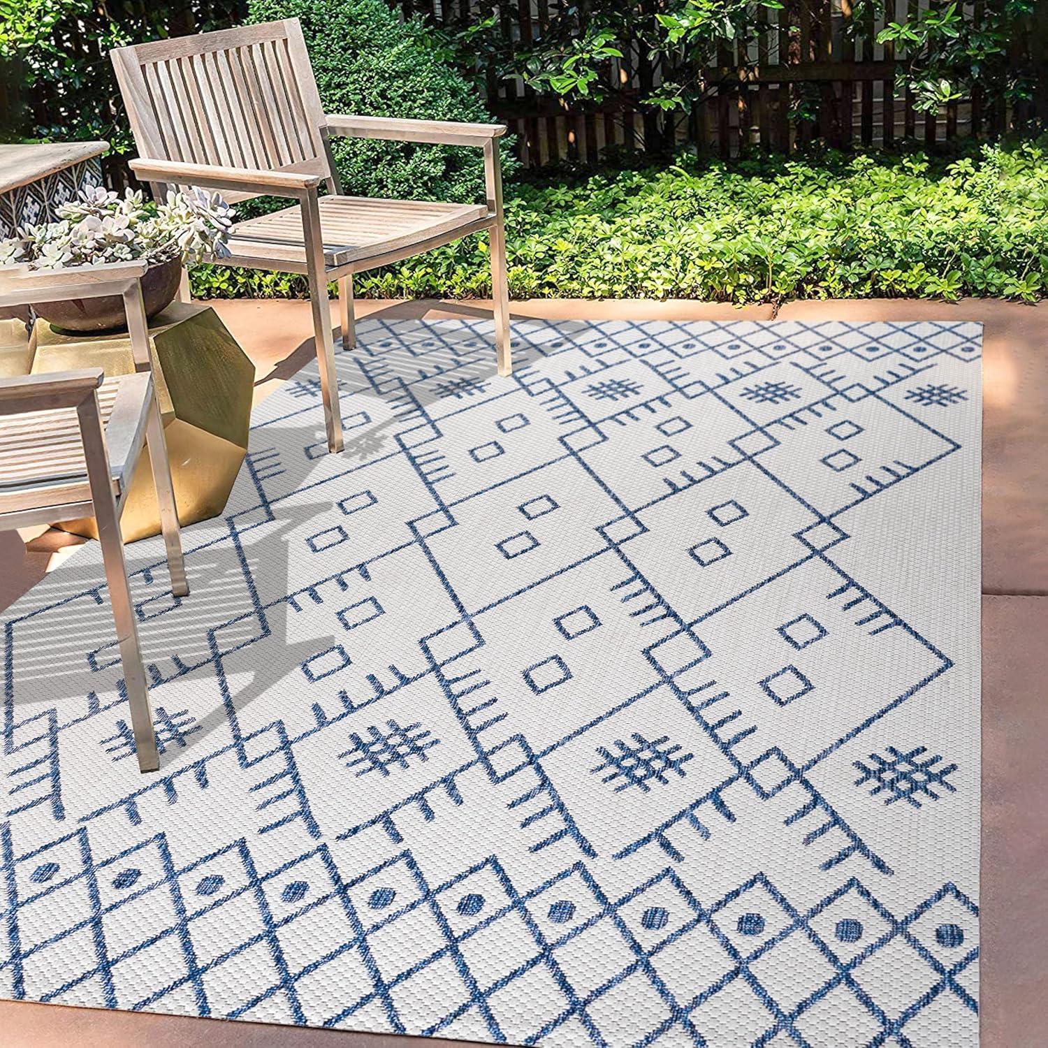 image:imageJONATHAN Y Boho Moroccan Indoor Outdoor Runner Rug 2X8 BeigeGreen Casual for Backyard Patio Porch EasyCleaning High Traffic PetFriendly NonShedding SMB123A28IvoryNavy