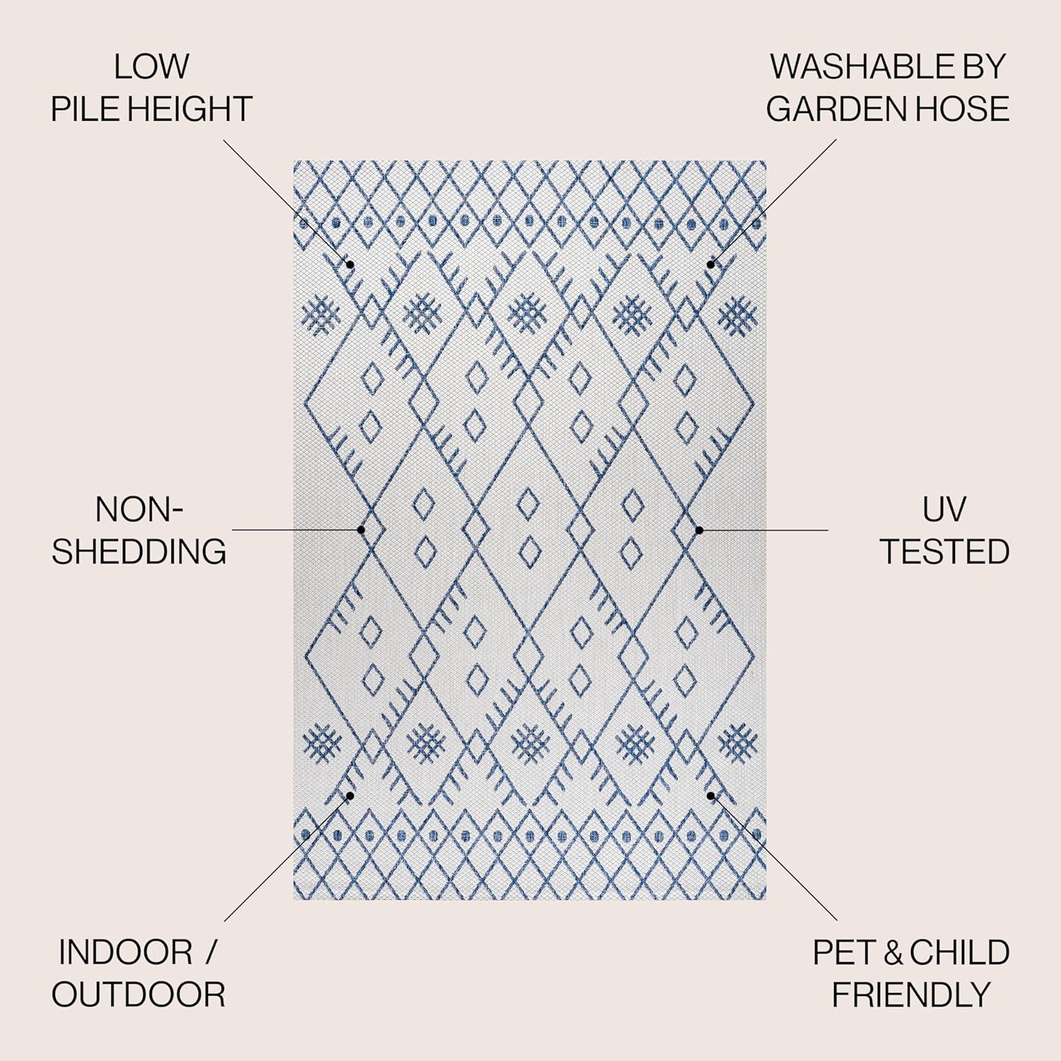 image:imageJONATHAN Y Boho Moroccan Indoor Outdoor Runner Rug 2X8 BeigeGreen Casual for Backyard Patio Porch EasyCleaning High Traffic PetFriendly NonShedding SMB123A28IvoryNavy