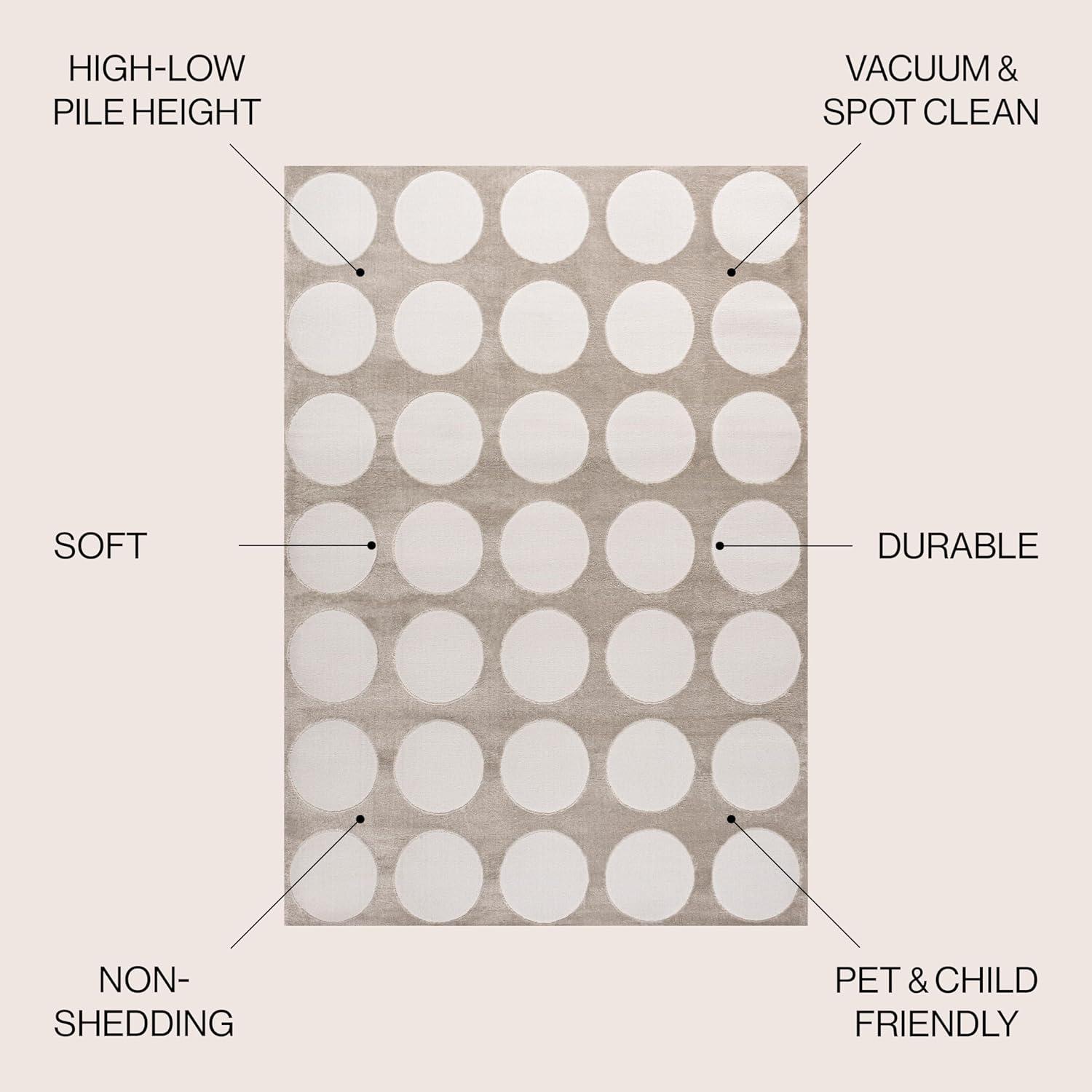 image:imageJONATHAN Y Circle Dot HighLow WhiteCream Indoor Area Rug 5X8 ft Adrian Modern Geometric for Living Room Bedroom Kitchen Office EasyCleaning High Traffic PetFriendly NonShedding SND105B5BeigeCream