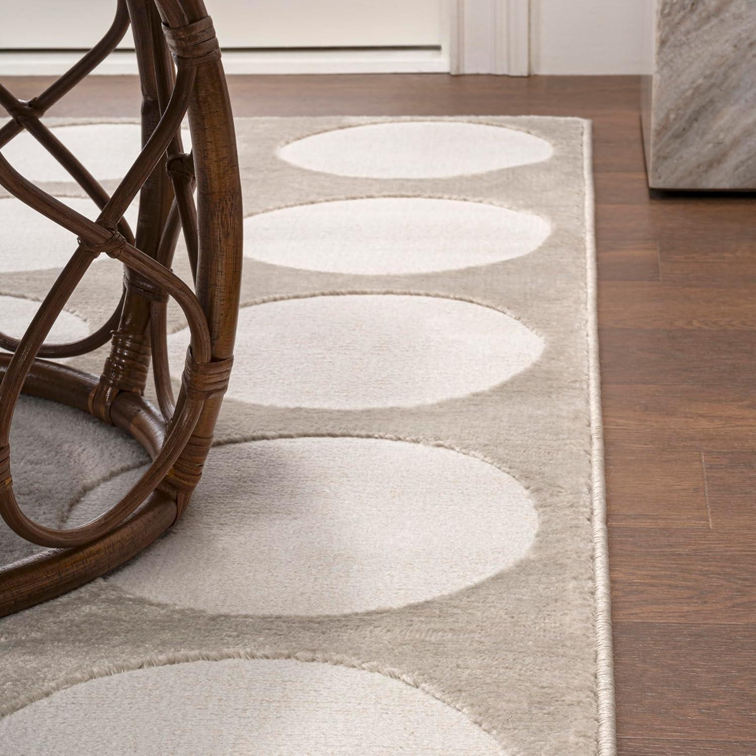 image:imageJONATHAN Y Circle Dot HighLow WhiteCream Indoor Area Rug 5X8 ft Adrian Modern Geometric for Living Room Bedroom Kitchen Office EasyCleaning High Traffic PetFriendly NonShedding SND105B5BeigeCream