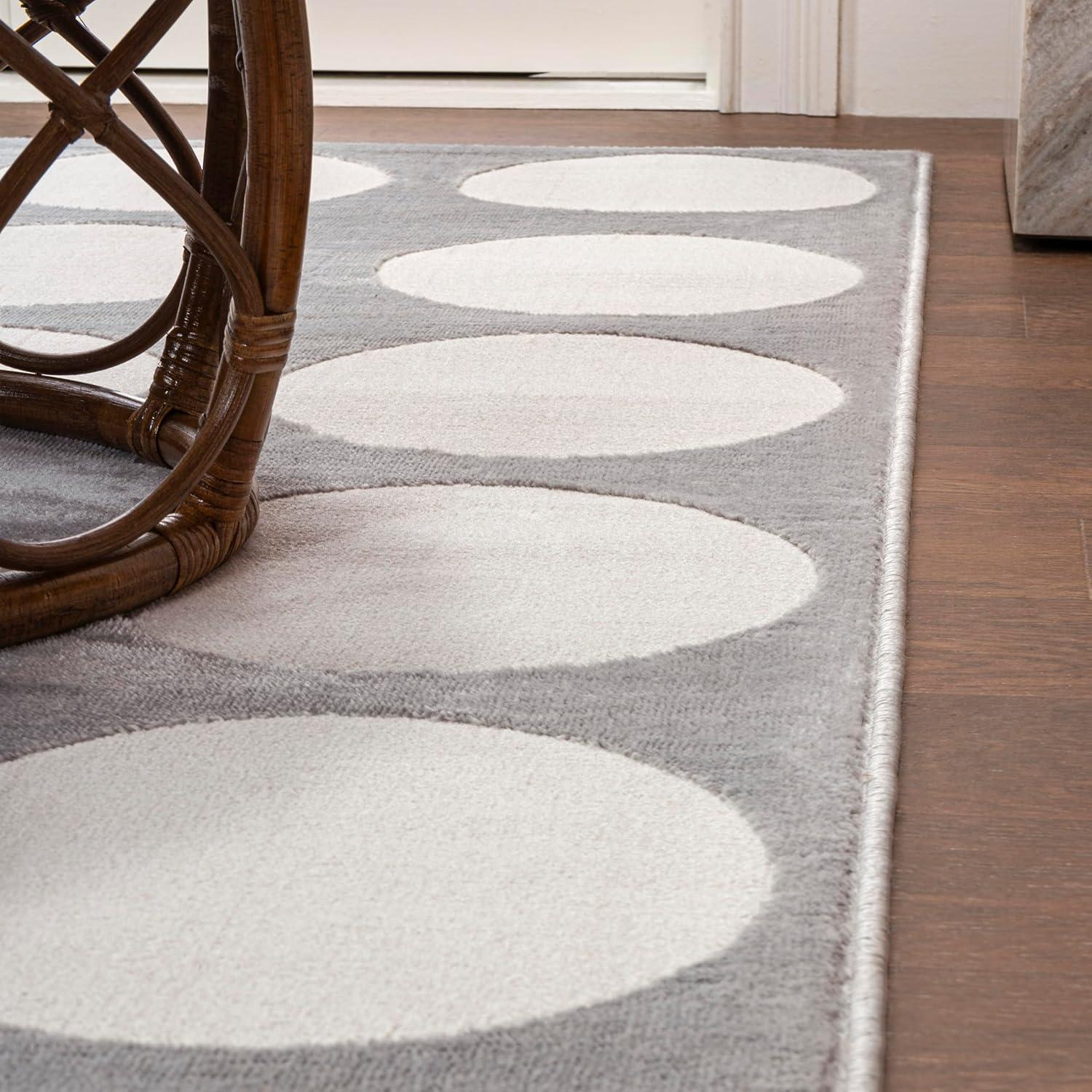 image:imageJONATHAN Y Circle Dot HighLow WhiteCream Indoor Area Rug 5X8 ft Adrian Modern Geometric for Living Room Bedroom Kitchen Office EasyCleaning High Traffic PetFriendly NonShedding SND105B5Light GrayCream