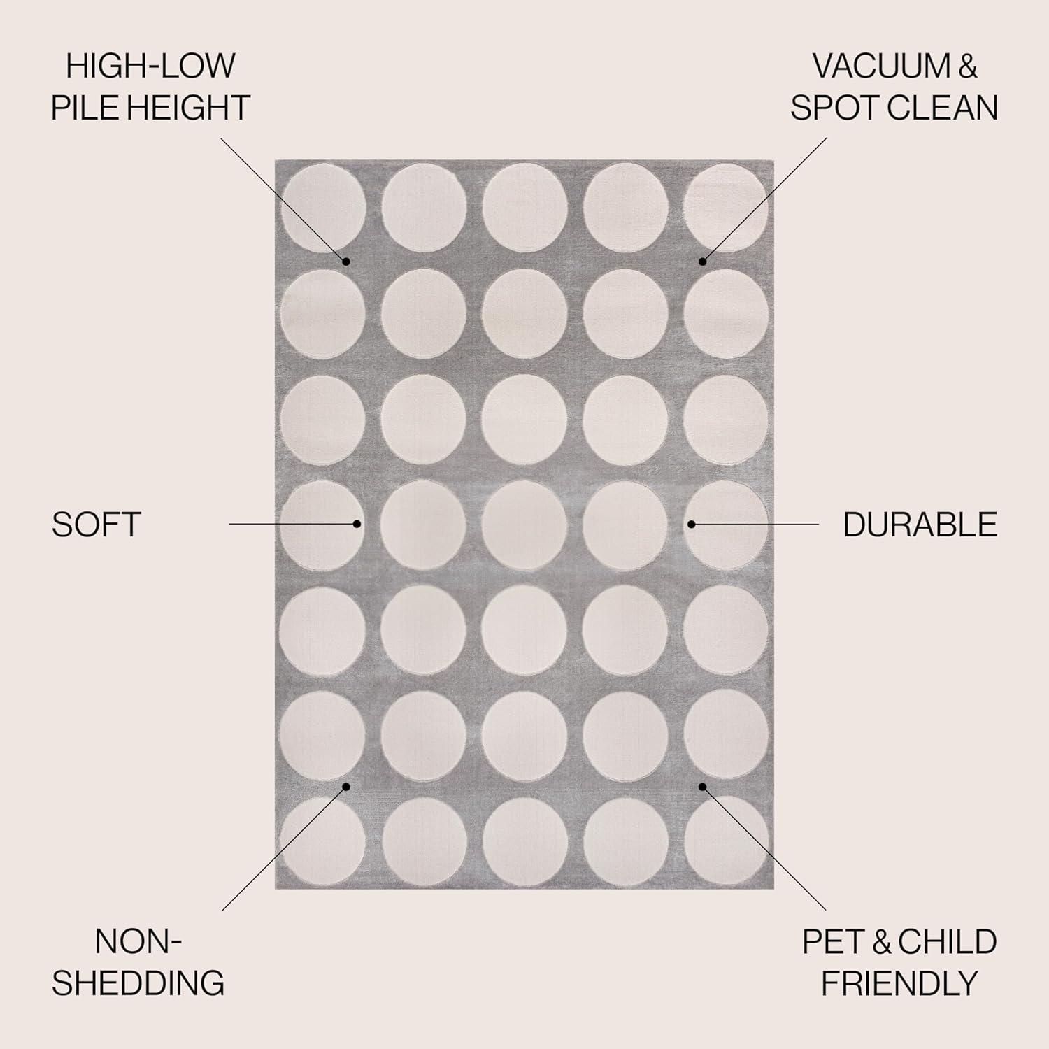 image:imageJONATHAN Y Circle Dot HighLow WhiteCream Indoor Area Rug 5X8 ft Adrian Modern Geometric for Living Room Bedroom Kitchen Office EasyCleaning High Traffic PetFriendly NonShedding SND105B5Light GrayCream