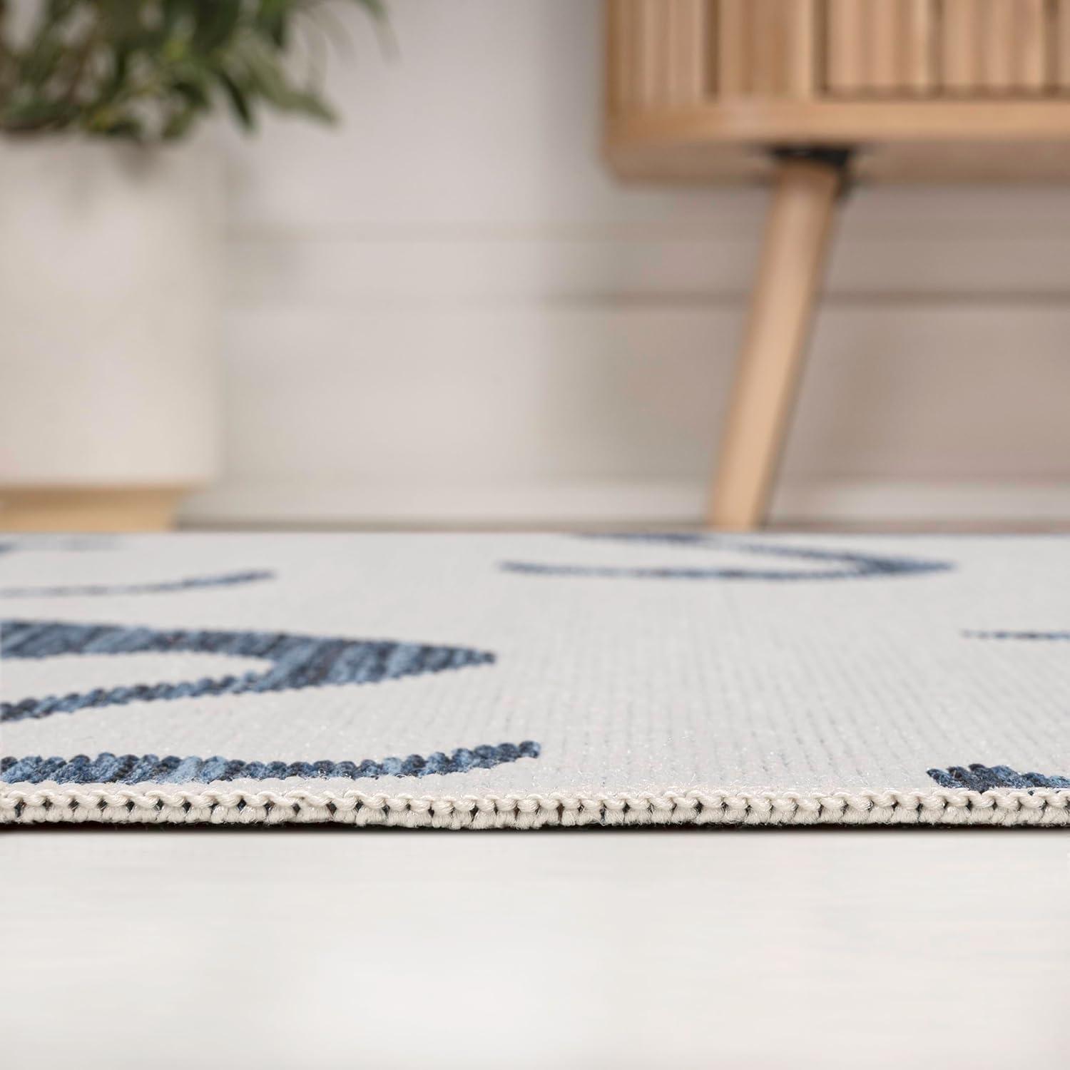 image:imageJONATHAN Y Flamingos TwoTone Indoor Outdoor Runner Rug 2X8 BeigeWhite Liana Casual Coastal for Backyard Patio Porch EasyCleaning High Traffic PetFriendly NonShedding TSN401A28WhiteNavy