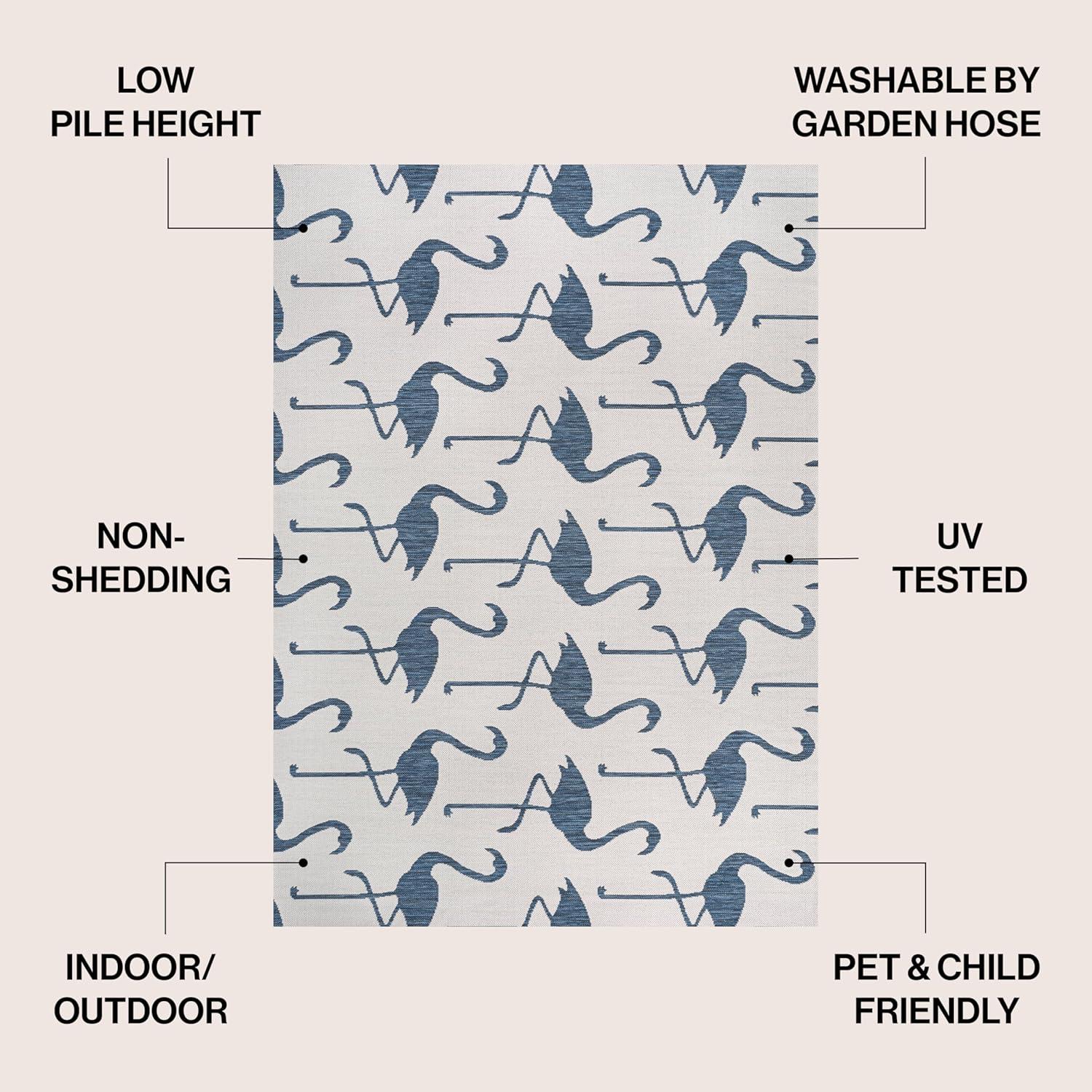 image:imageJONATHAN Y Flamingos TwoTone Indoor Outdoor Runner Rug 2X8 BeigeWhite Liana Casual Coastal for Backyard Patio Porch EasyCleaning High Traffic PetFriendly NonShedding TSN401A28WhiteNavy