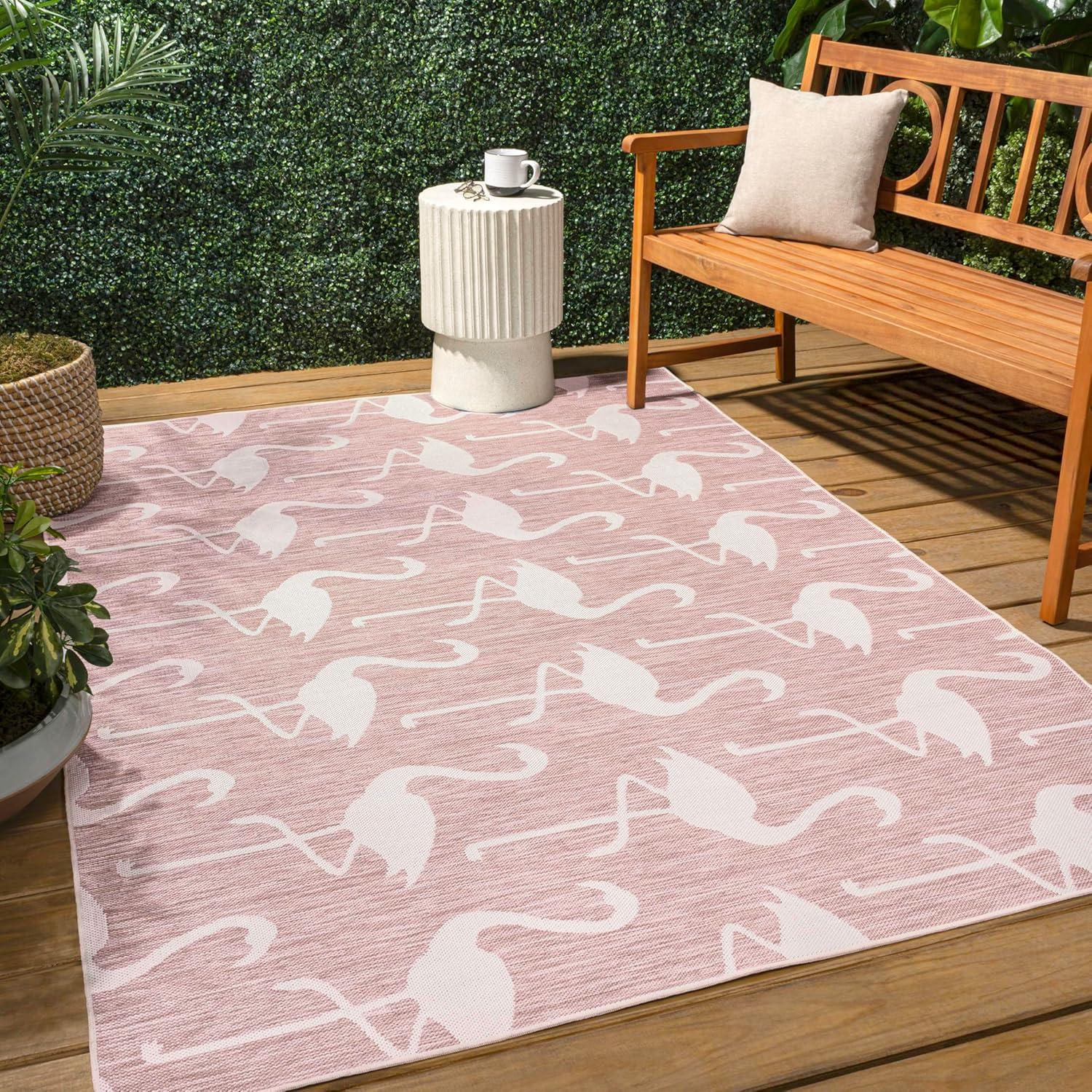 image:imageJONATHAN Y Flamingos TwoTone Indoor Outdoor Runner Rug 2X8 BeigeWhite Liana Casual Coastal for Backyard Patio Porch EasyCleaning High Traffic PetFriendly NonShedding TSN401A28PinkCream