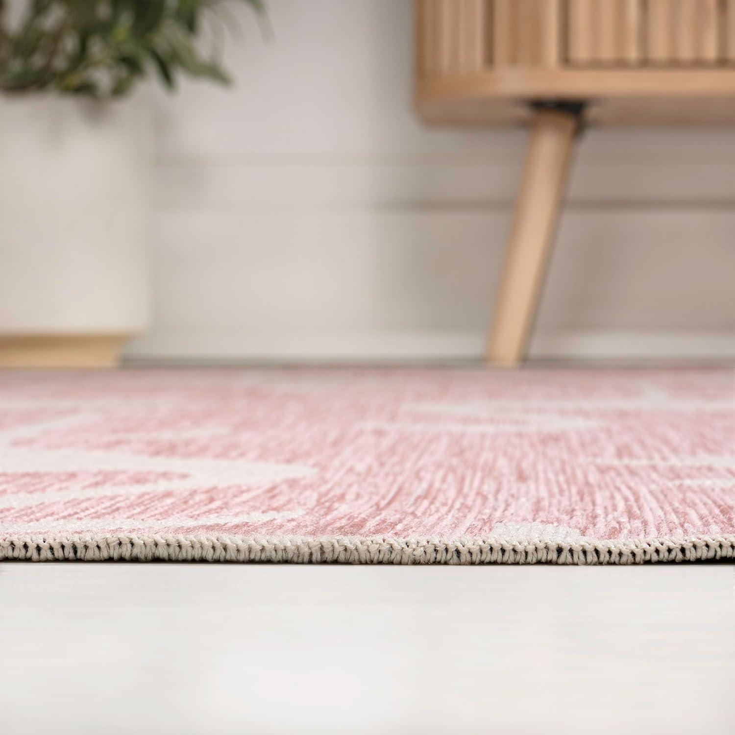 image:imageJONATHAN Y Flamingos TwoTone Indoor Outdoor Runner Rug 2X8 BeigeWhite Liana Casual Coastal for Backyard Patio Porch EasyCleaning High Traffic PetFriendly NonShedding TSN401A28PinkCream