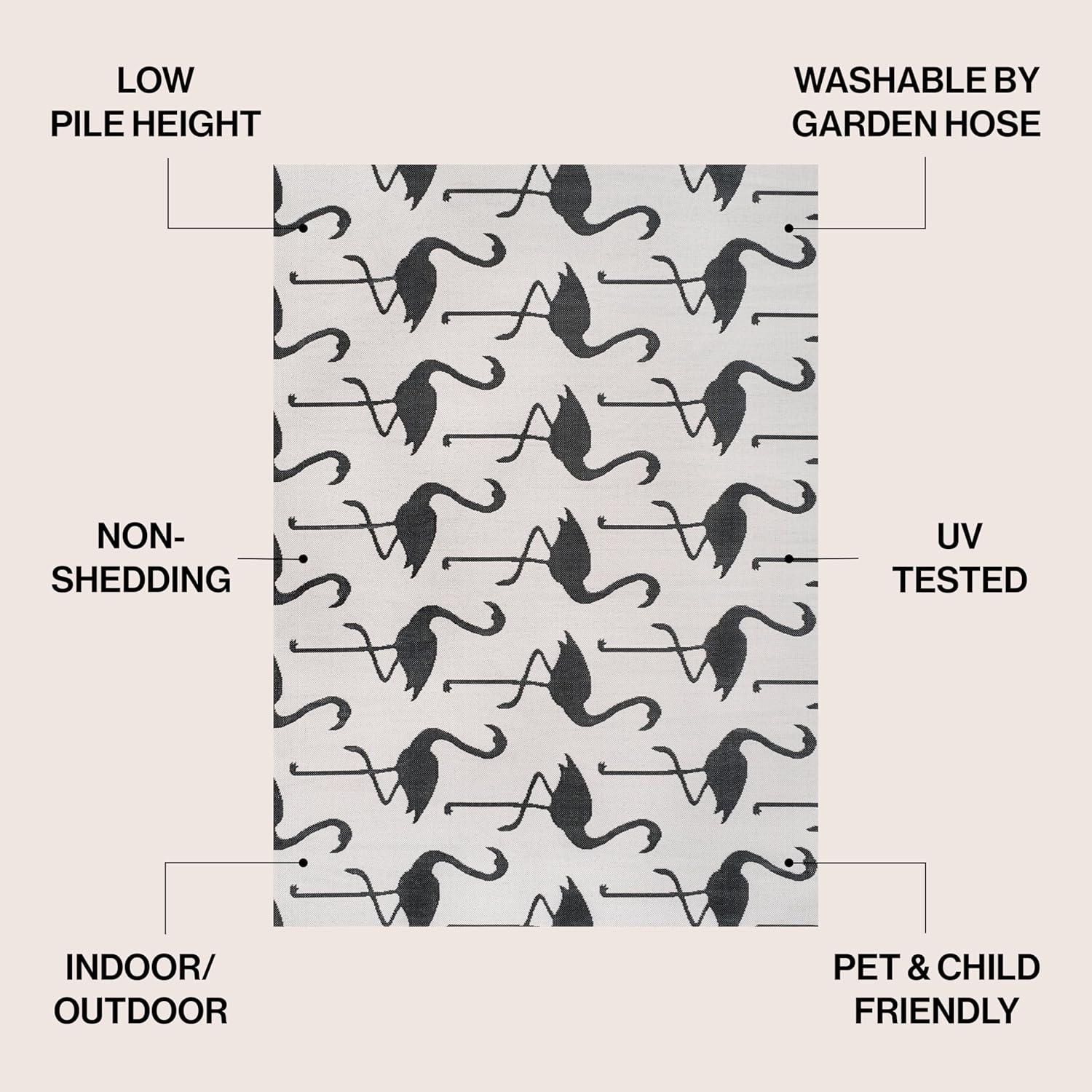 image:imageJONATHAN Y Flamingos TwoTone Indoor Outdoor Runner Rug 2X8 BeigeWhite Liana Casual Coastal for Backyard Patio Porch EasyCleaning High Traffic PetFriendly NonShedding TSN401A28WhiteBlack