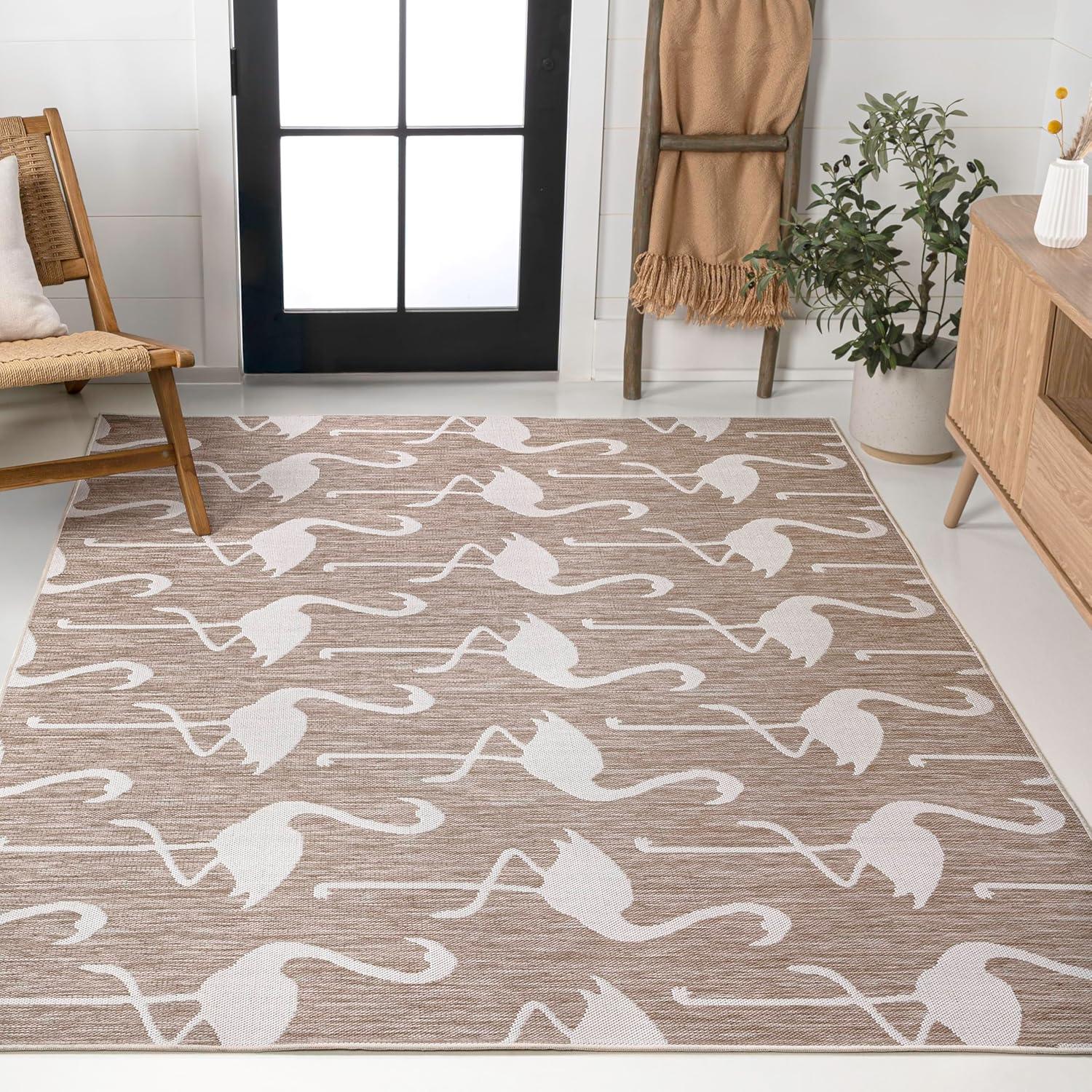 image:imageJONATHAN Y Flamingos TwoTone Indoor Outdoor Runner Rug 2X8 BeigeWhite Liana Casual Coastal for Backyard Patio Porch EasyCleaning High Traffic PetFriendly NonShedding TSN401A28BeigeWhite
