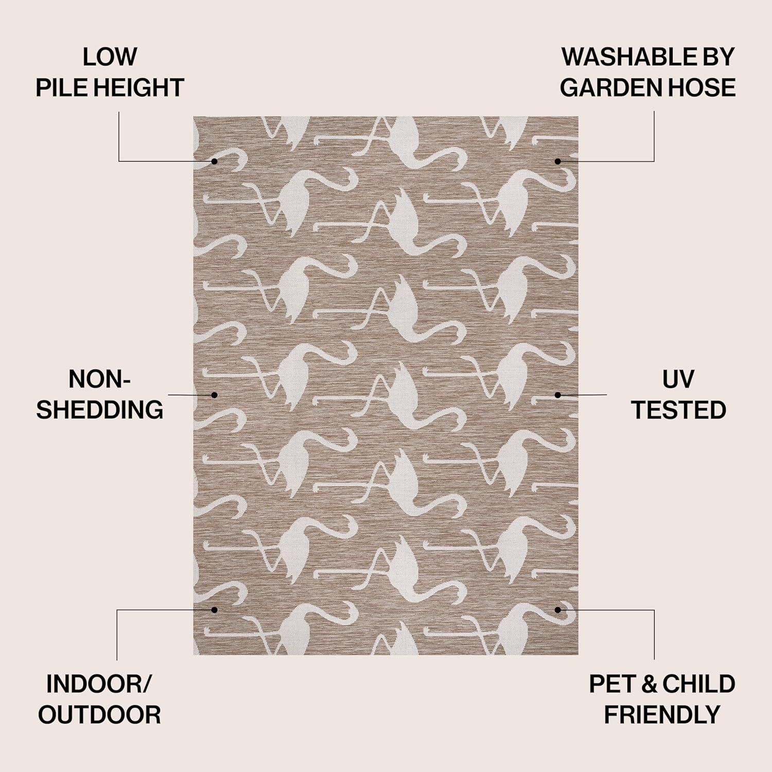 image:imageJONATHAN Y Flamingos TwoTone Indoor Outdoor Runner Rug 2X8 BeigeWhite Liana Casual Coastal for Backyard Patio Porch EasyCleaning High Traffic PetFriendly NonShedding TSN401A28BeigeWhite