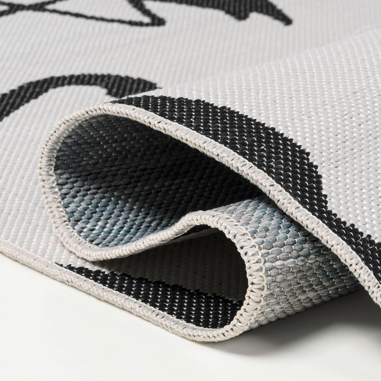 image:imageJONATHAN Y Flamingos TwoTone Indoor Outdoor Runner Rug 2X8 BeigeWhite Liana Casual Coastal for Backyard Patio Porch EasyCleaning High Traffic PetFriendly NonShedding TSN401A28WhiteBlack