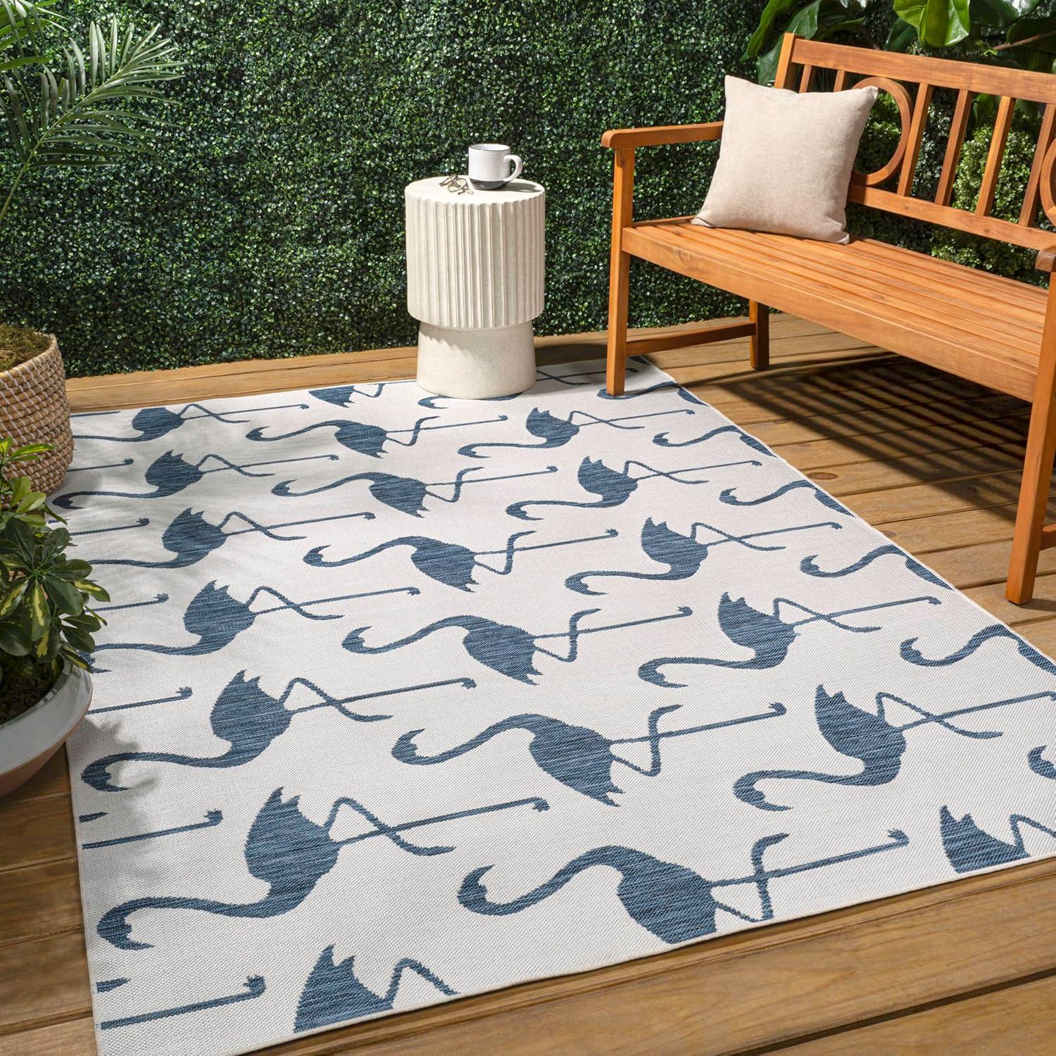 image:imageJONATHAN Y Flamingos TwoTone Indoor Outdoor Runner Rug 2X8 BeigeWhite Liana Casual Coastal for Backyard Patio Porch EasyCleaning High Traffic PetFriendly NonShedding TSN401A28WhiteNavy