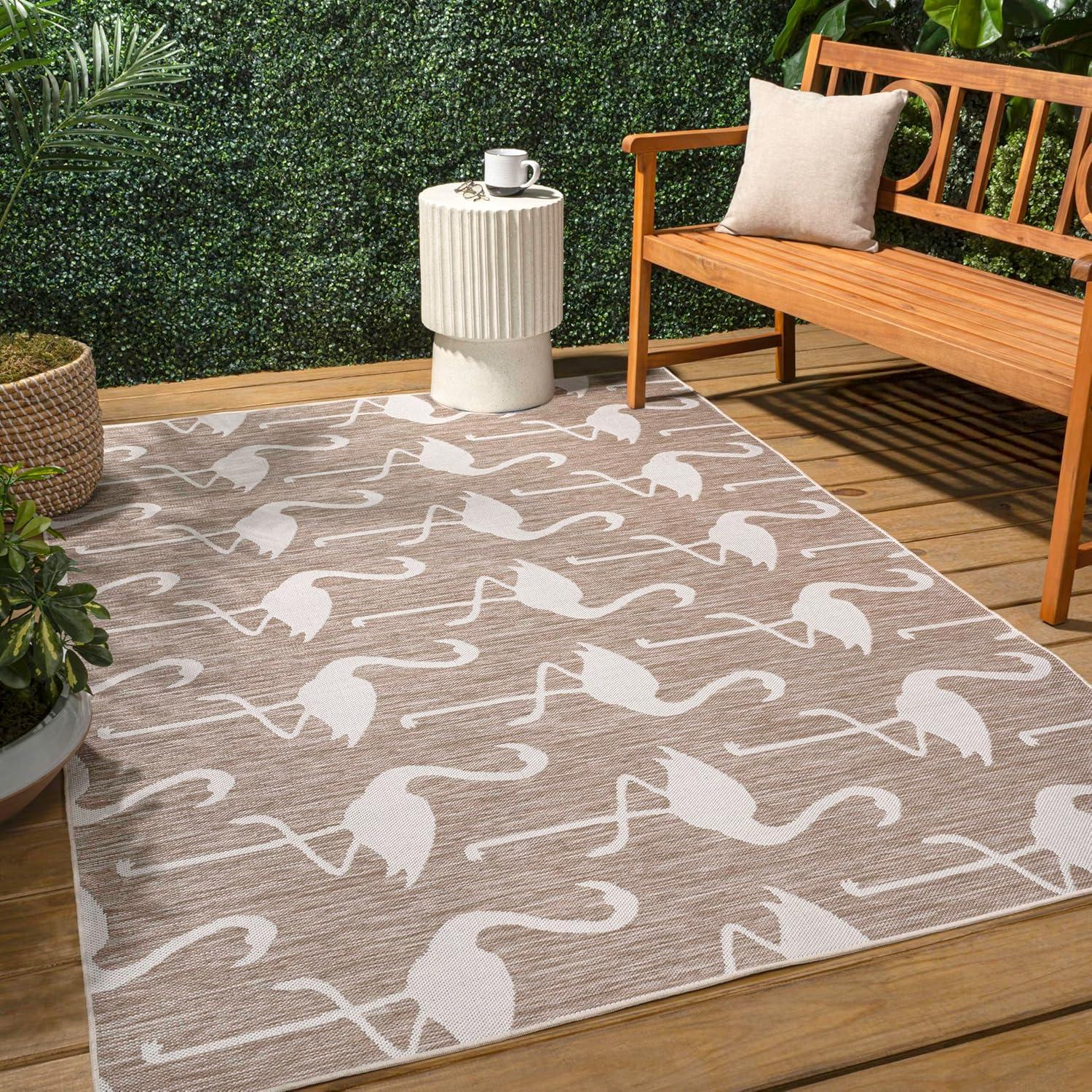 image:imageJONATHAN Y Flamingos TwoTone Indoor Outdoor Runner Rug 2X8 BeigeWhite Liana Casual Coastal for Backyard Patio Porch EasyCleaning High Traffic PetFriendly NonShedding TSN401A28BeigeWhite