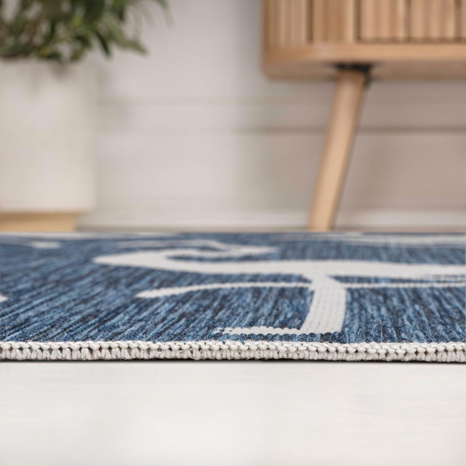 image:imageJONATHAN Y Flamingos TwoTone Indoor Outdoor Runner Rug 2X8 BeigeWhite Liana Casual Coastal for Backyard Patio Porch EasyCleaning High Traffic PetFriendly NonShedding TSN401A28NavyWhite