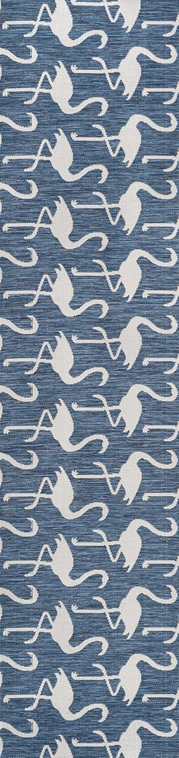 image:imageJONATHAN Y Flamingos TwoTone Indoor Outdoor Runner Rug 2X8 BeigeWhite Liana Casual Coastal for Backyard Patio Porch EasyCleaning High Traffic PetFriendly NonShedding TSN401A28NavyWhite