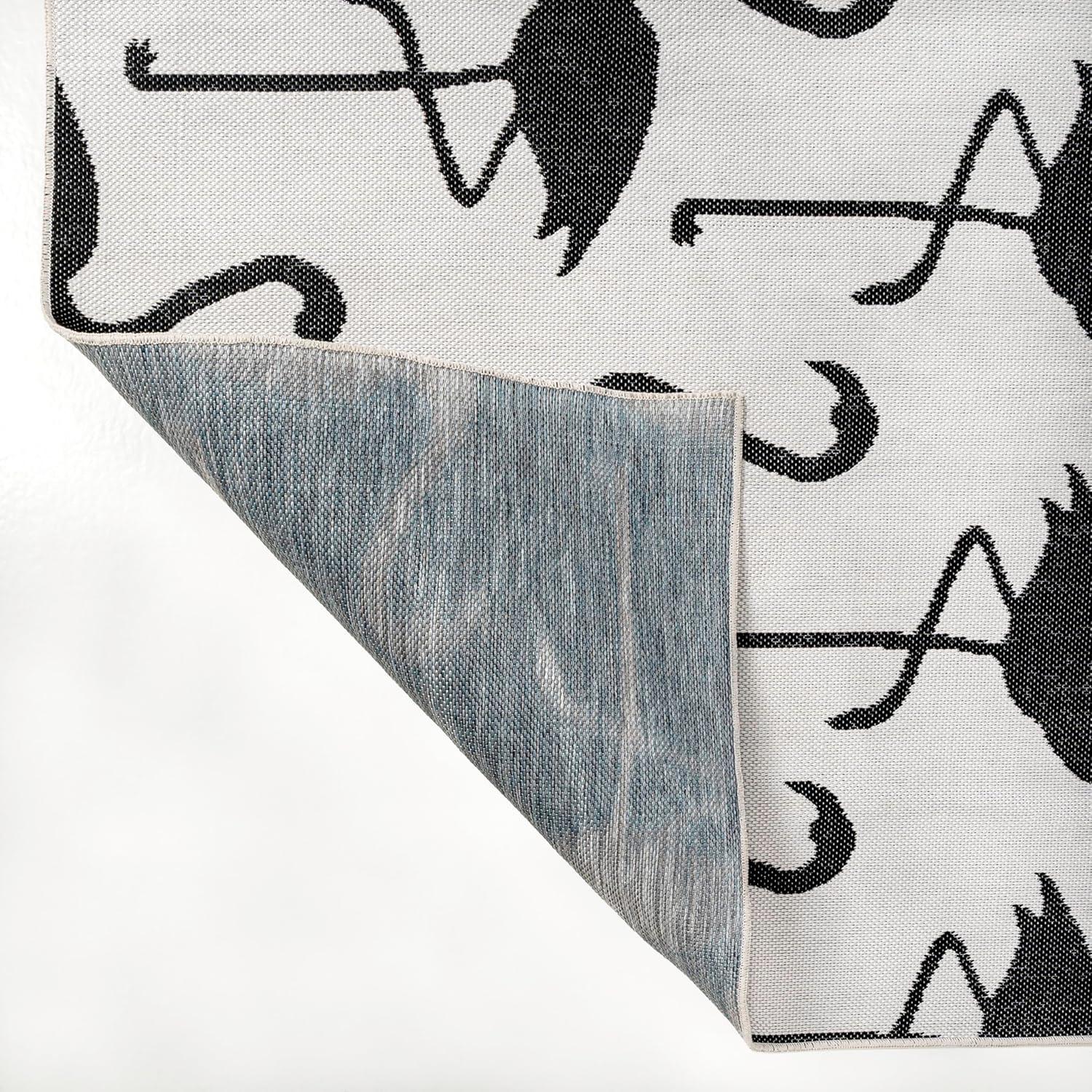 image:imageJONATHAN Y Flamingos TwoTone Indoor Outdoor Runner Rug 2X8 BeigeWhite Liana Casual Coastal for Backyard Patio Porch EasyCleaning High Traffic PetFriendly NonShedding TSN401A28WhiteBlack