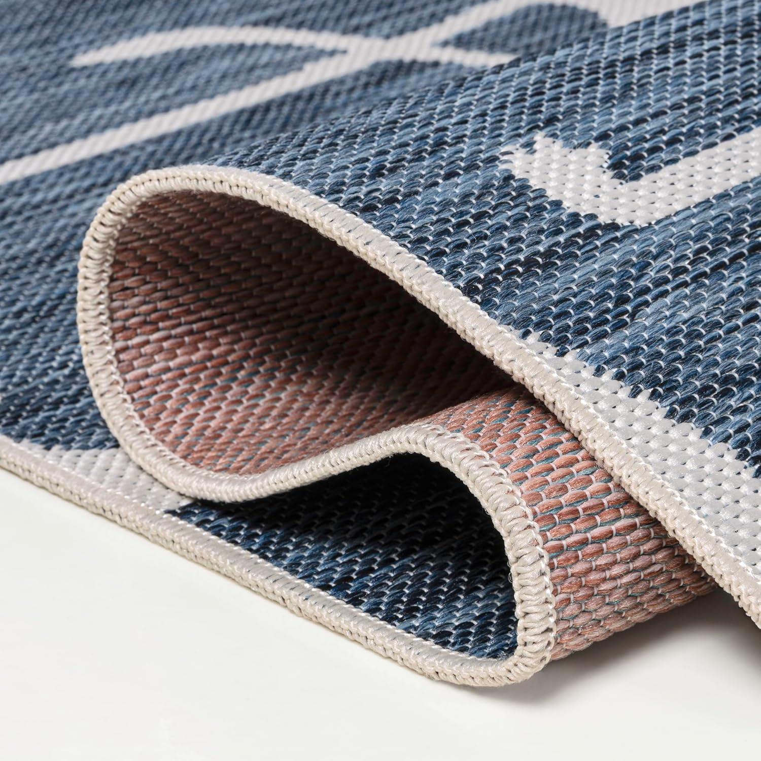 image:imageJONATHAN Y Flamingos TwoTone Indoor Outdoor Runner Rug 2X8 BeigeWhite Liana Casual Coastal for Backyard Patio Porch EasyCleaning High Traffic PetFriendly NonShedding TSN401A28NavyWhite