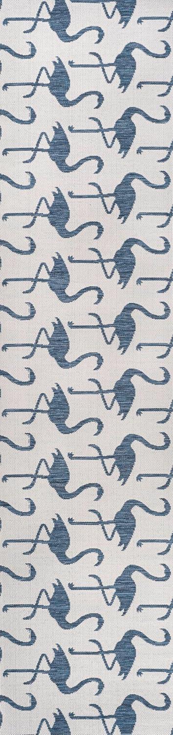 image:imageJONATHAN Y Flamingos TwoTone Indoor Outdoor Runner Rug 2X8 BeigeWhite Liana Casual Coastal for Backyard Patio Porch EasyCleaning High Traffic PetFriendly NonShedding TSN401A28WhiteNavy