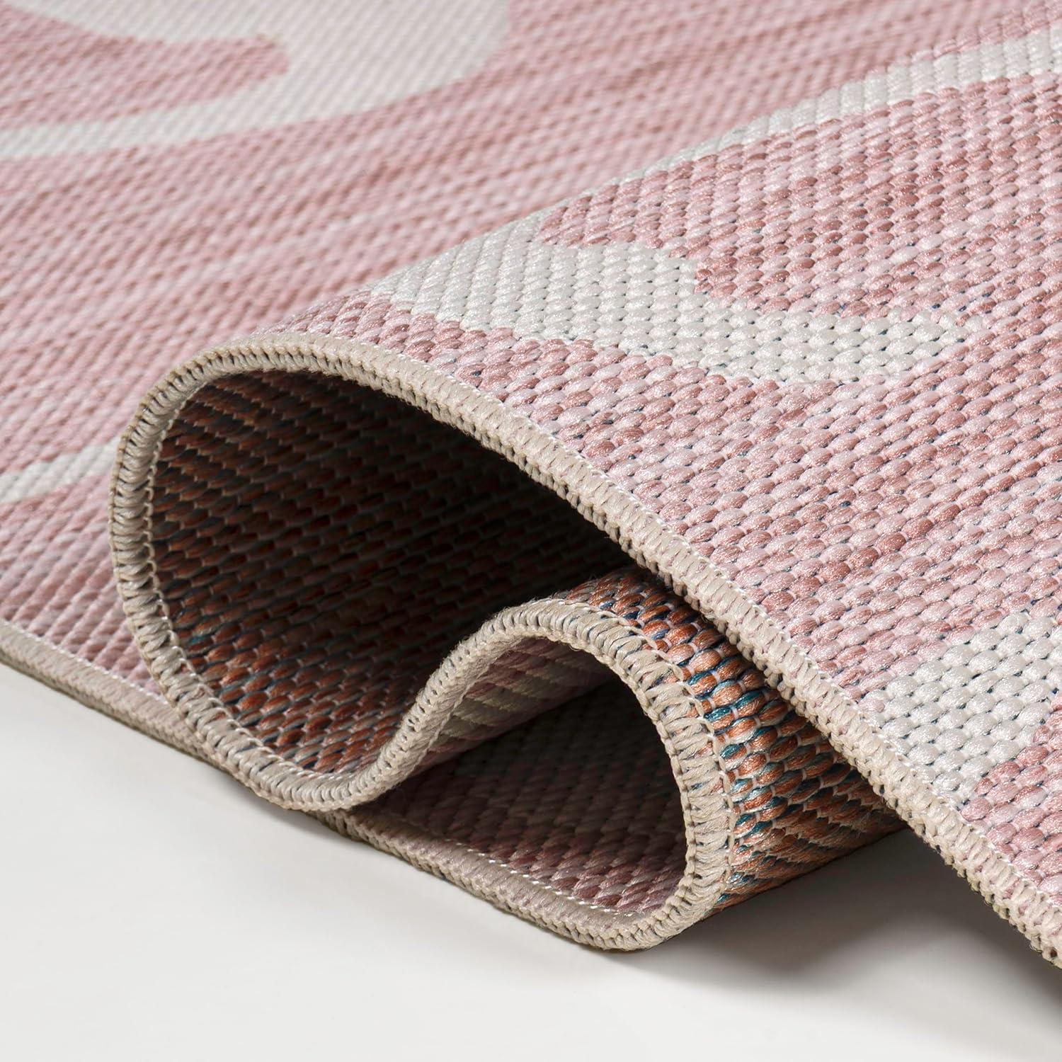 image:imageJONATHAN Y Flamingos TwoTone Indoor Outdoor Runner Rug 2X8 BeigeWhite Liana Casual Coastal for Backyard Patio Porch EasyCleaning High Traffic PetFriendly NonShedding TSN401A28PinkCream