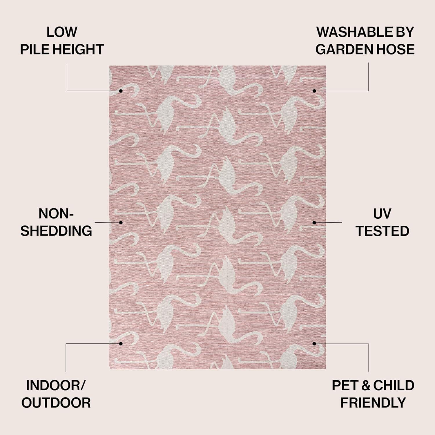 image:imageJONATHAN Y Flamingos TwoTone Indoor Outdoor Runner Rug 2X8 BeigeWhite Liana Casual Coastal for Backyard Patio Porch EasyCleaning High Traffic PetFriendly NonShedding TSN401A28PinkCream