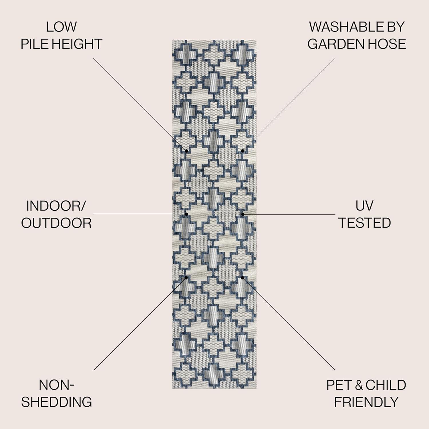 image:imageJONATHAN Y Geometric Tile Pattern Indoor Outdoor Runner Rug 2X8 SalmonCream Cyrus Modern for Backyard Patio Porch EasyCleaning High Traffic PetFriendly NonShedding TSN200A28NavyCream